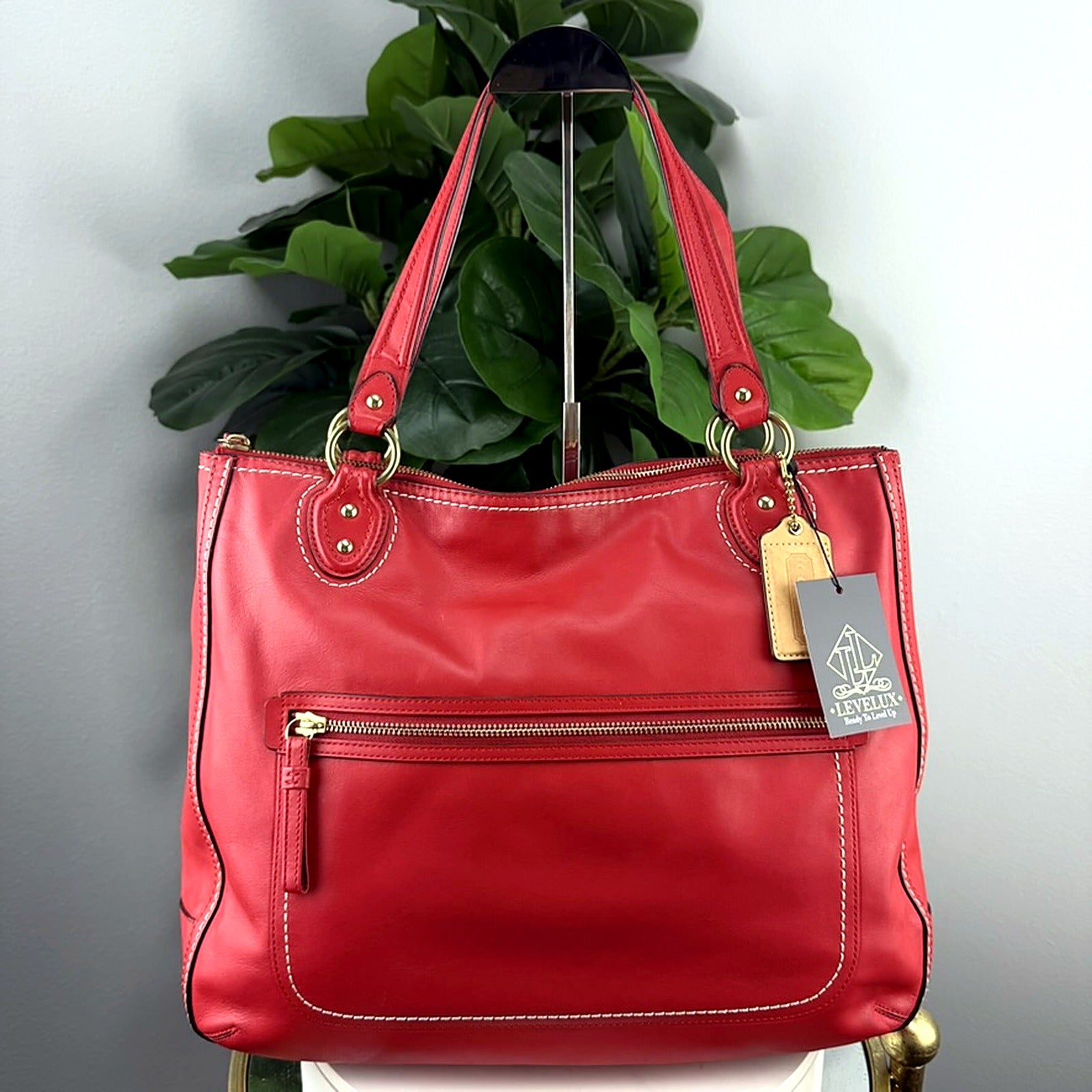 Authentic Coach Red Leather Tote Bag - N° K1260-22424