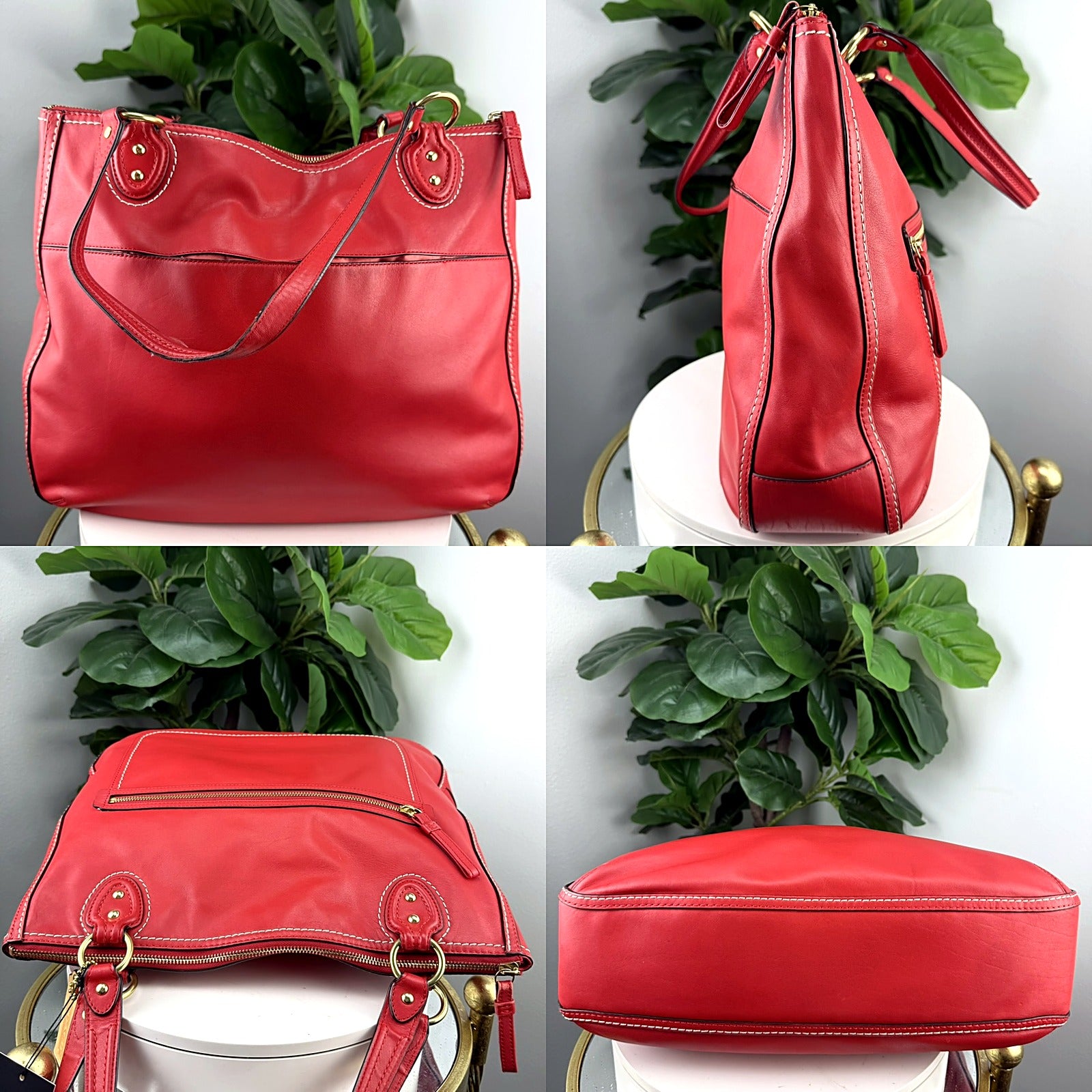 Authentic Coach Red Leather Tote Bag - N° K1260-22424