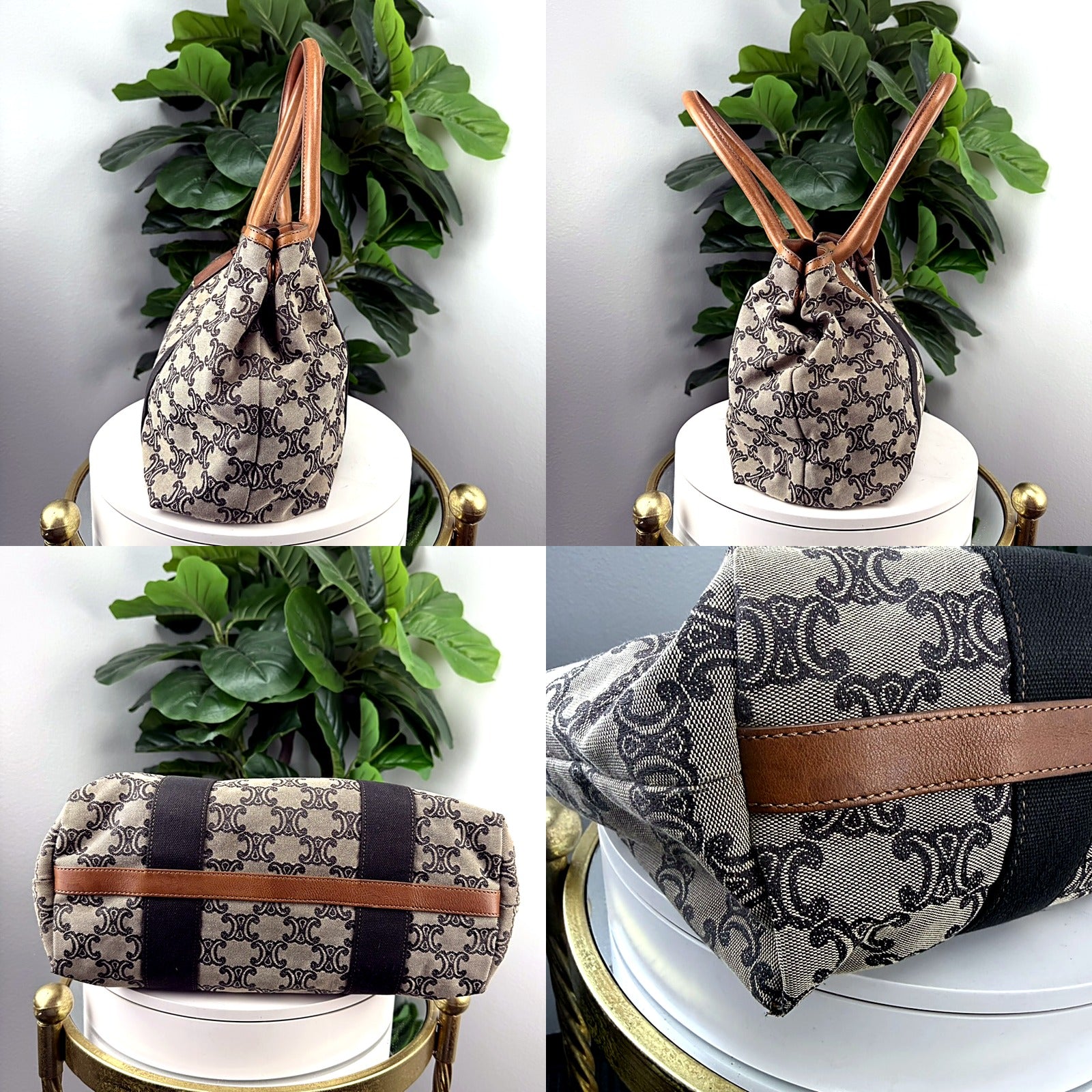 Celine Macadam monogram canvas duffel tote - exterior detail shots