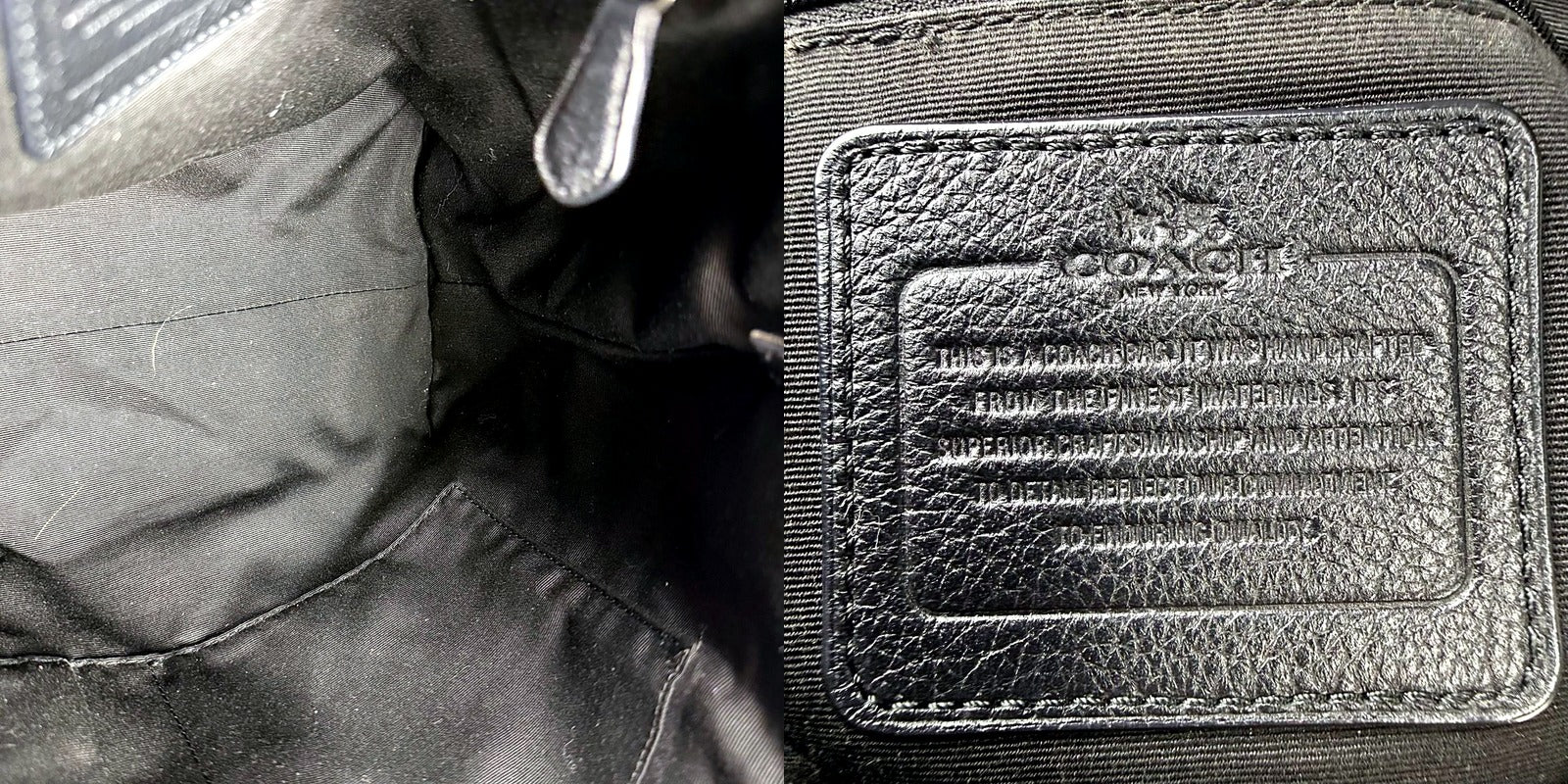 Authentic Coach black pebbled leather satchel crossbody bag - black interior lining and COACH New York authenticity patch