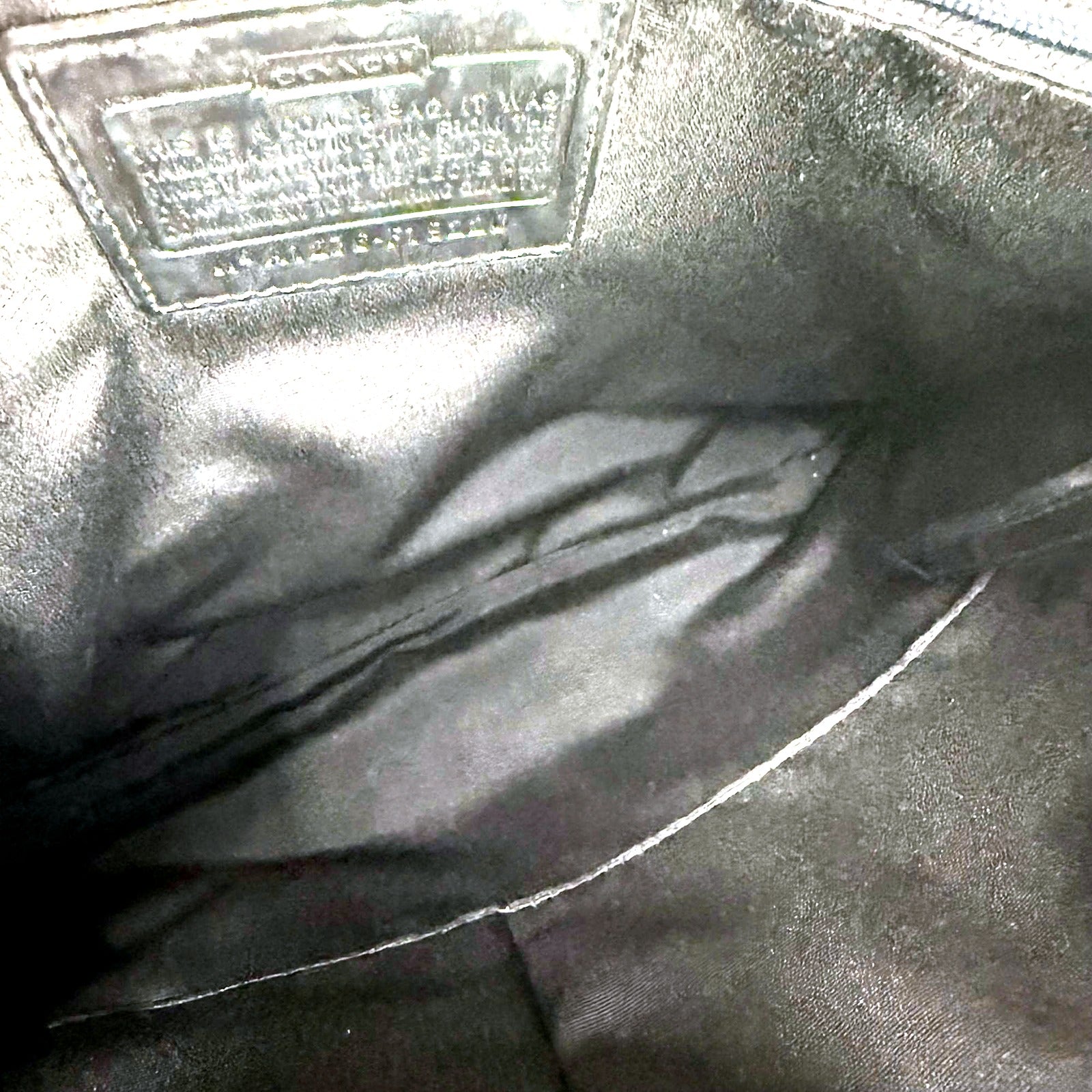 Authentic Coach black tan signature jacquard crossbody swingpack bag interior lining