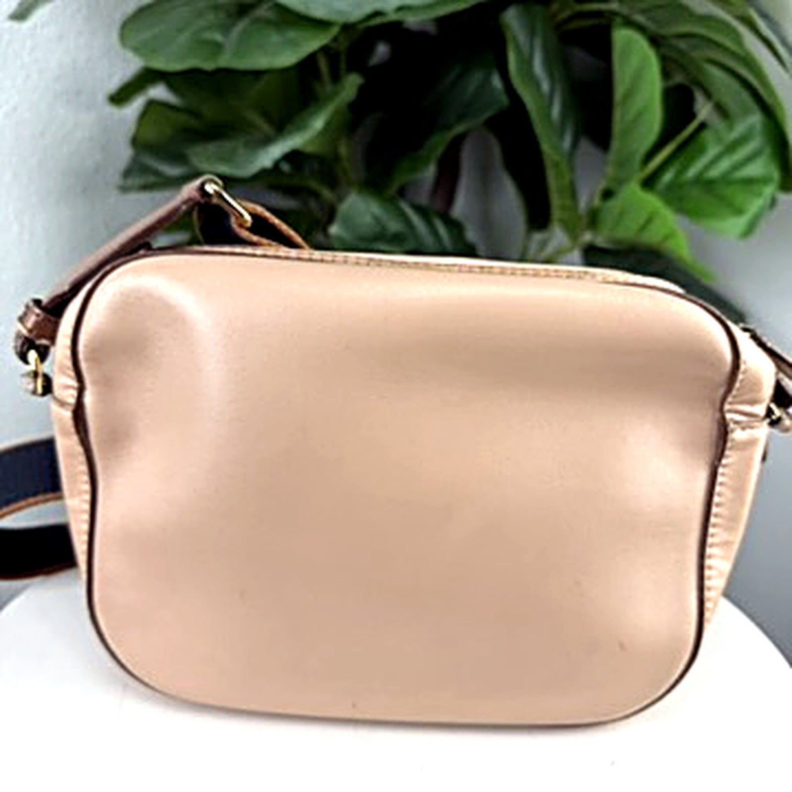 Authentic Stella McCartney blush perforated logo crossbody camera bag - back
