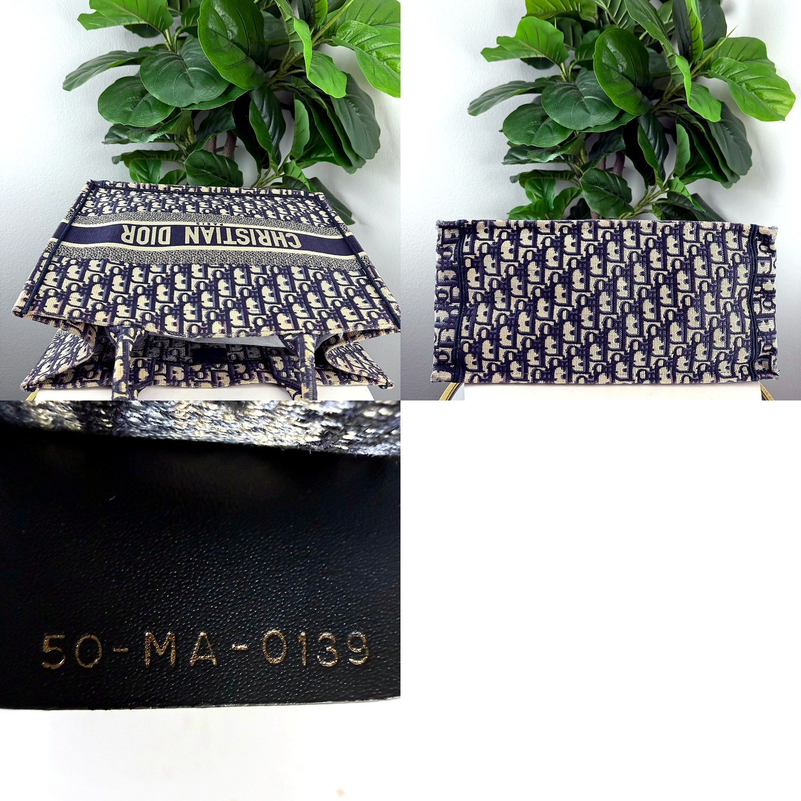 Christian Dior Book Tote base views and serial stamp 50-MA-0139