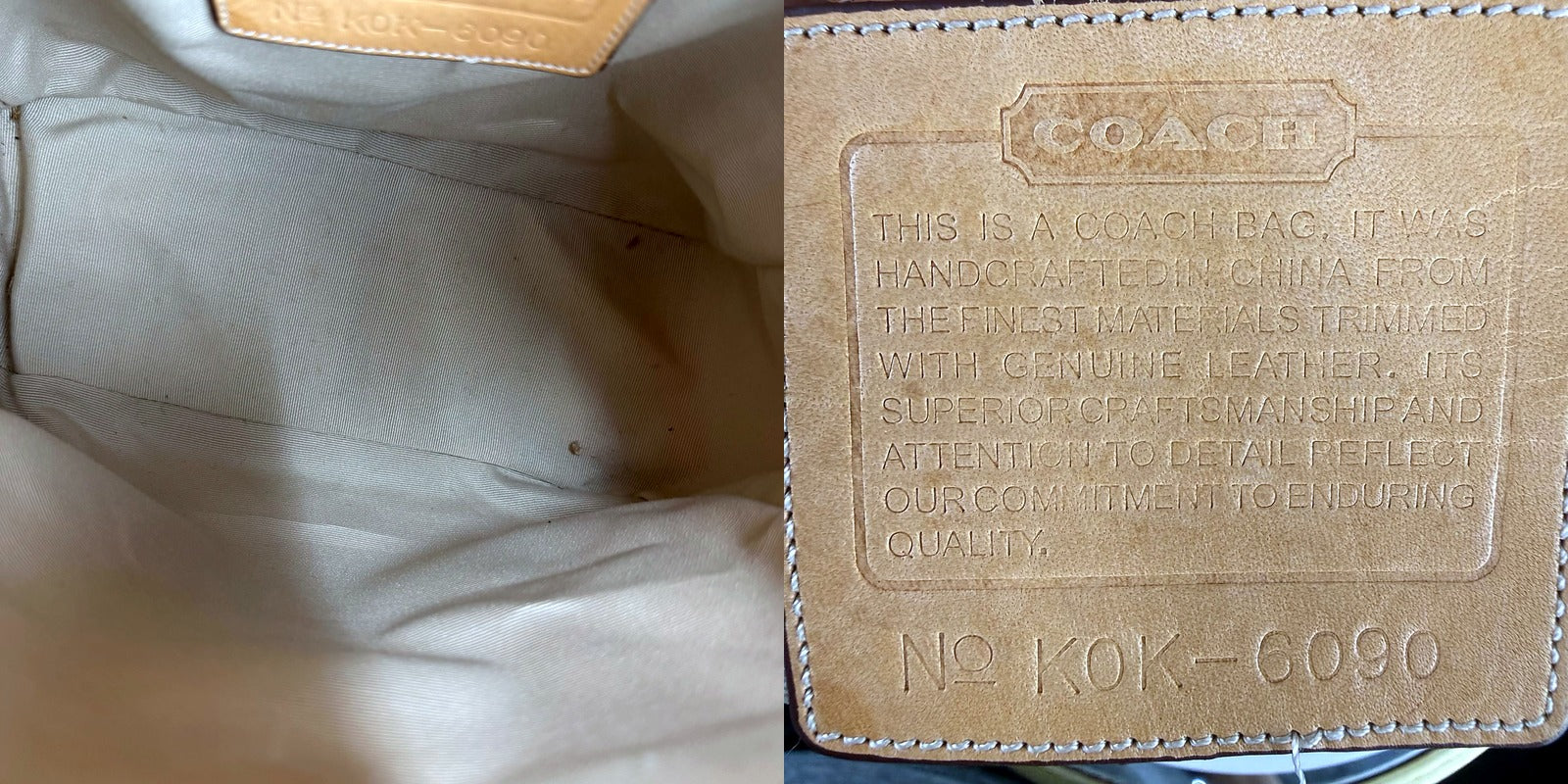 Authentic Vintage Coach Red Signature Jacquard Tall Tote Bag - interior and storypatch