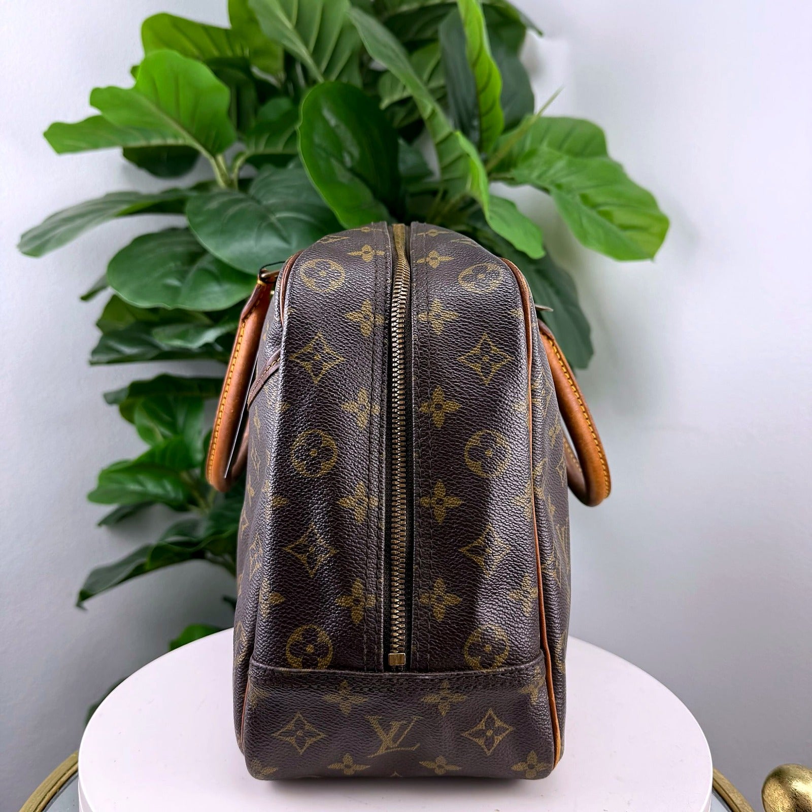 Authentic Louis Vuitton Cognac Trim Monogram Boston Bag - back
