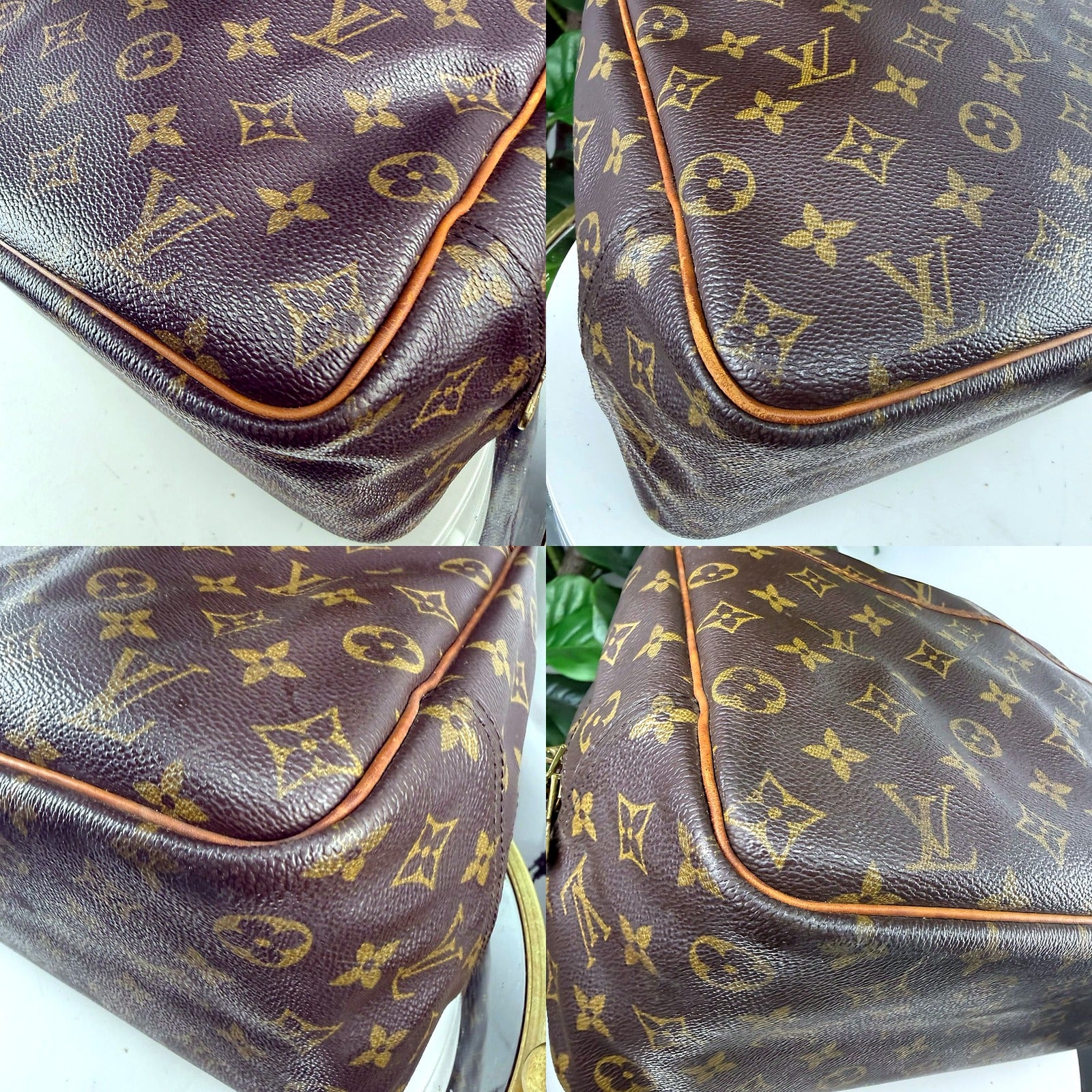 Authentic Louis Vuitton Cognac Trim Monogram Boston Bag - hardware and trim detail