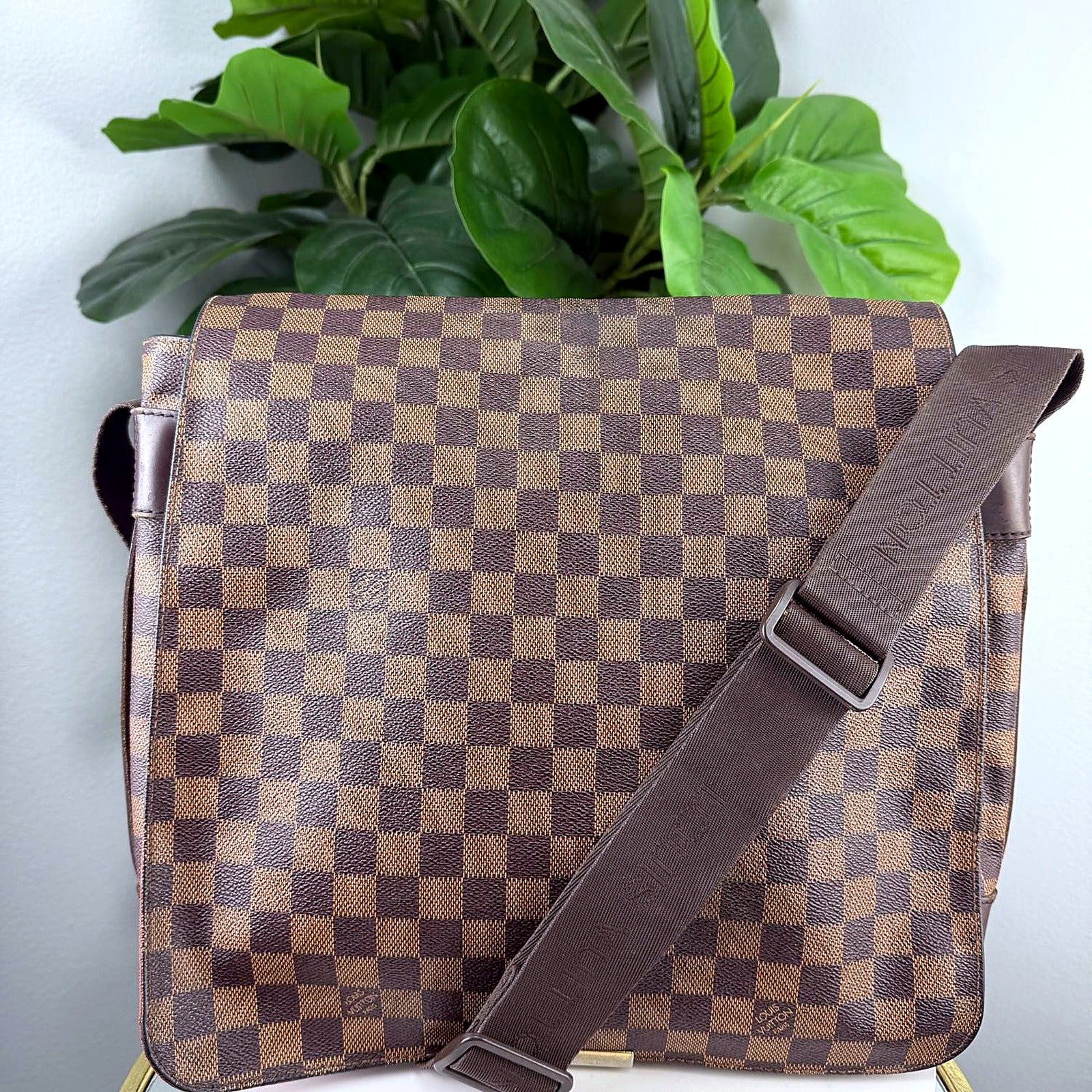 Authentic Louis Vuitton Damier Ebene Flap Messenger - front