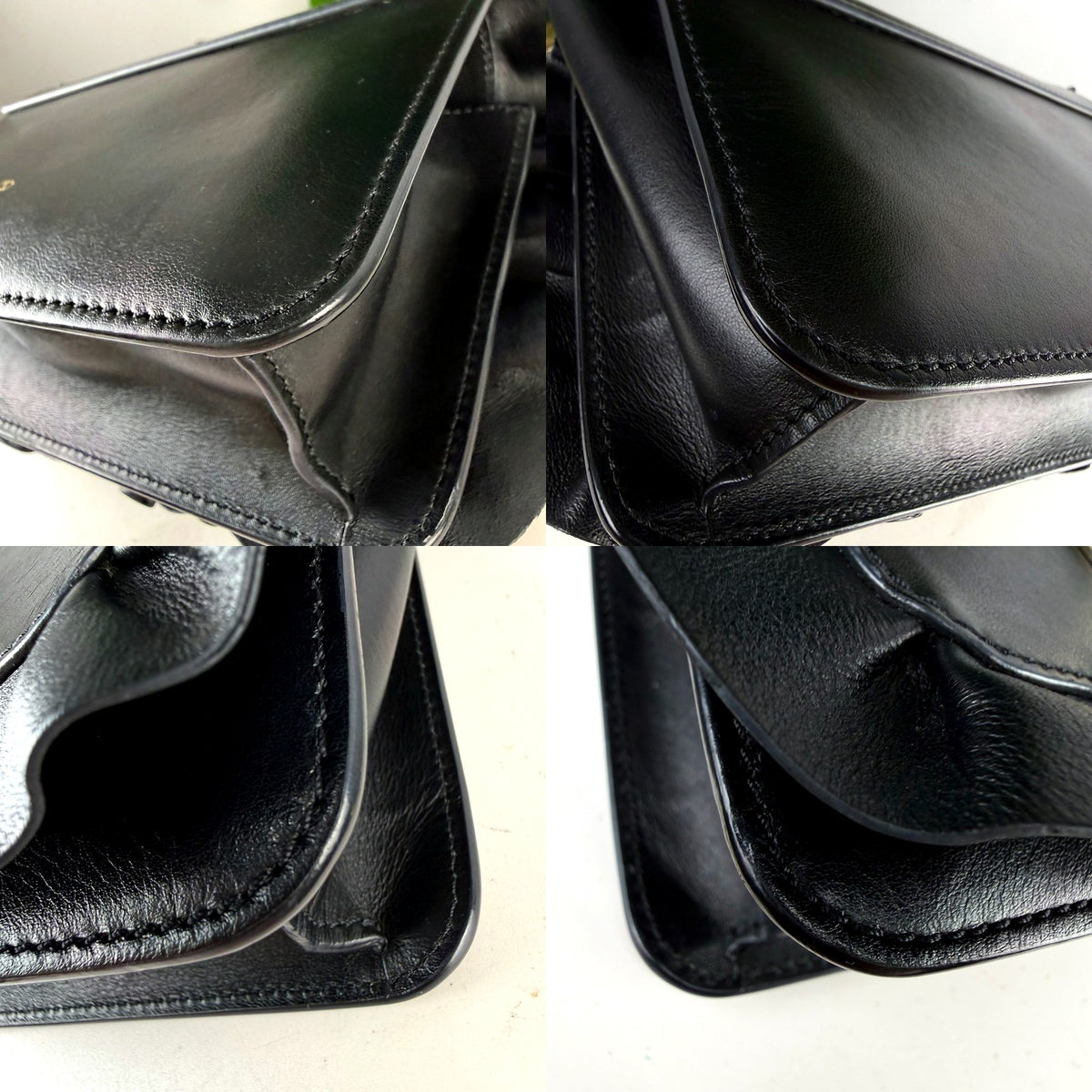 Authentic RED Valentino Black Leather Ruffle Edge Flap Crossbody Bag - leather and stitching detail