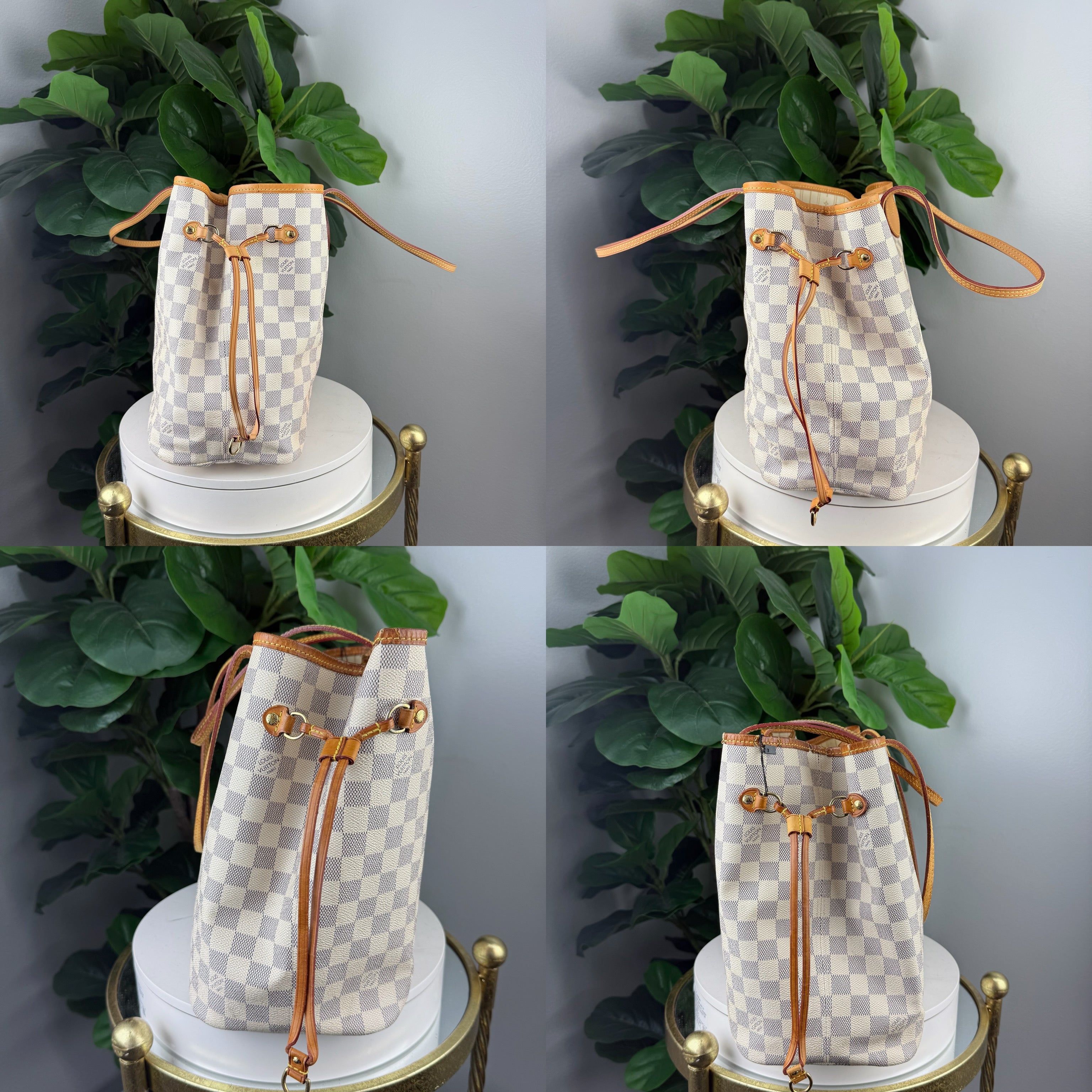 Authentic Louis Vuitton Neverfull MM Tote Bag Damier Azur Canvas