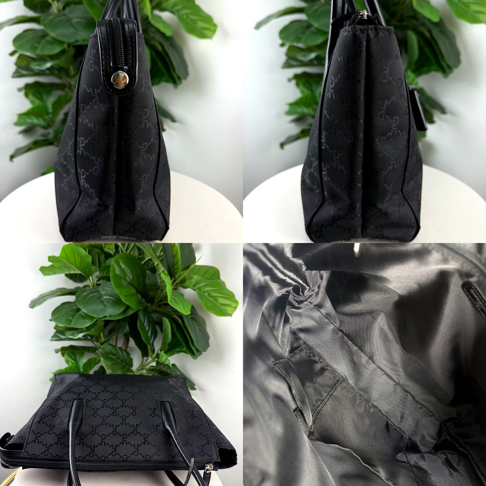 Roberta di Camerino tote - side, handle, and interior detail views