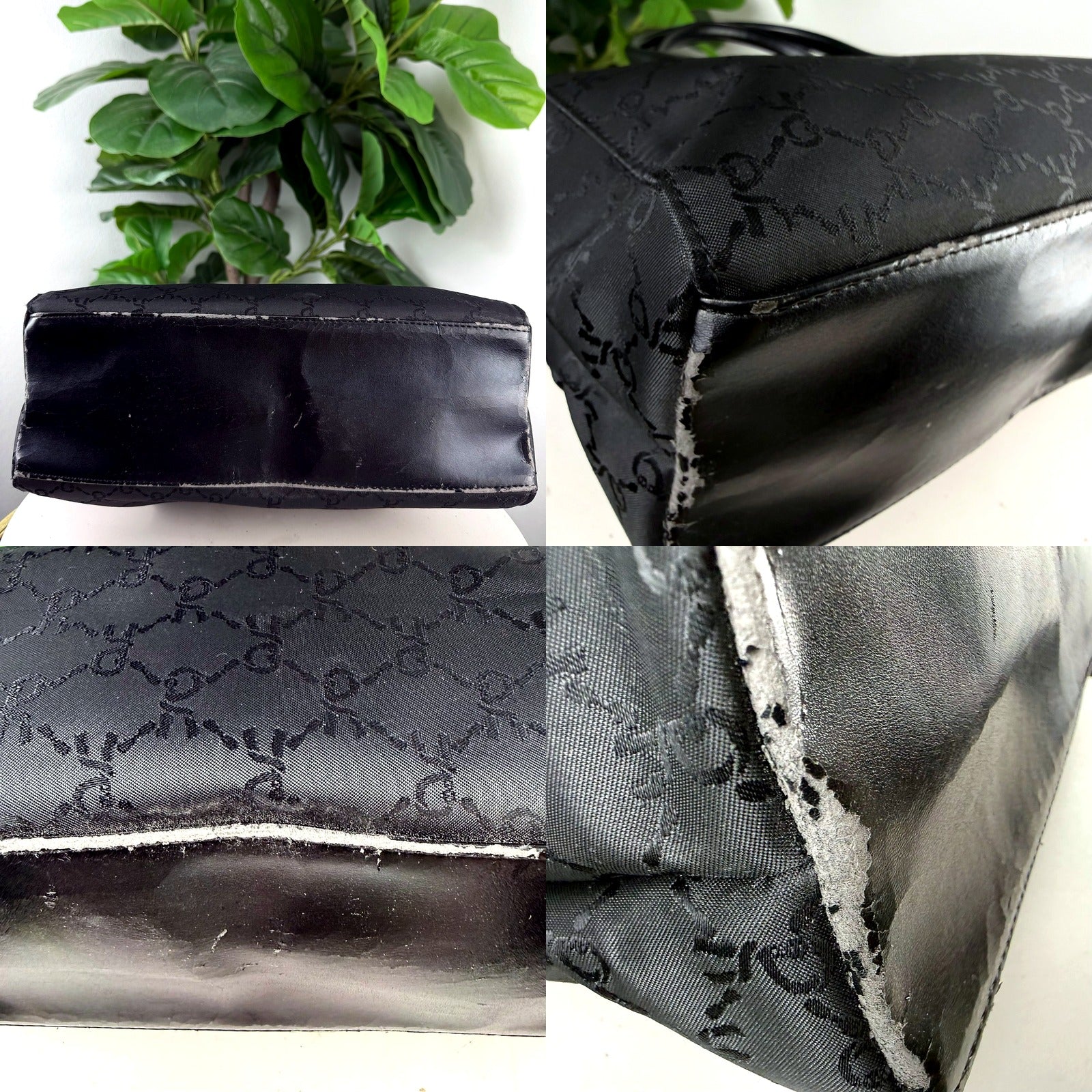 Roberta di Camerino tote - leather trim cracking condition detail