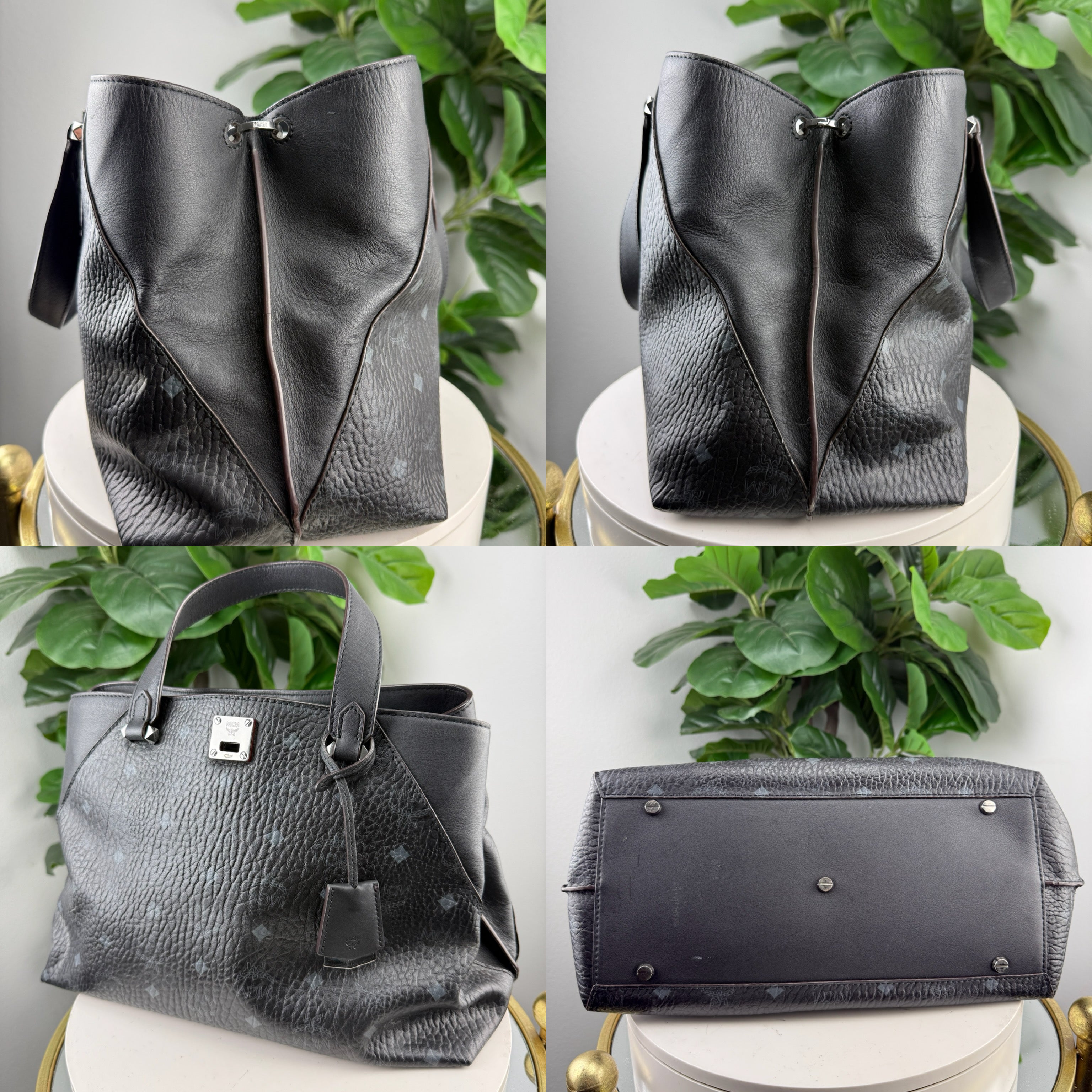 Authentic MCM Black Tote Bag with logos - Certificate of Authenticity included