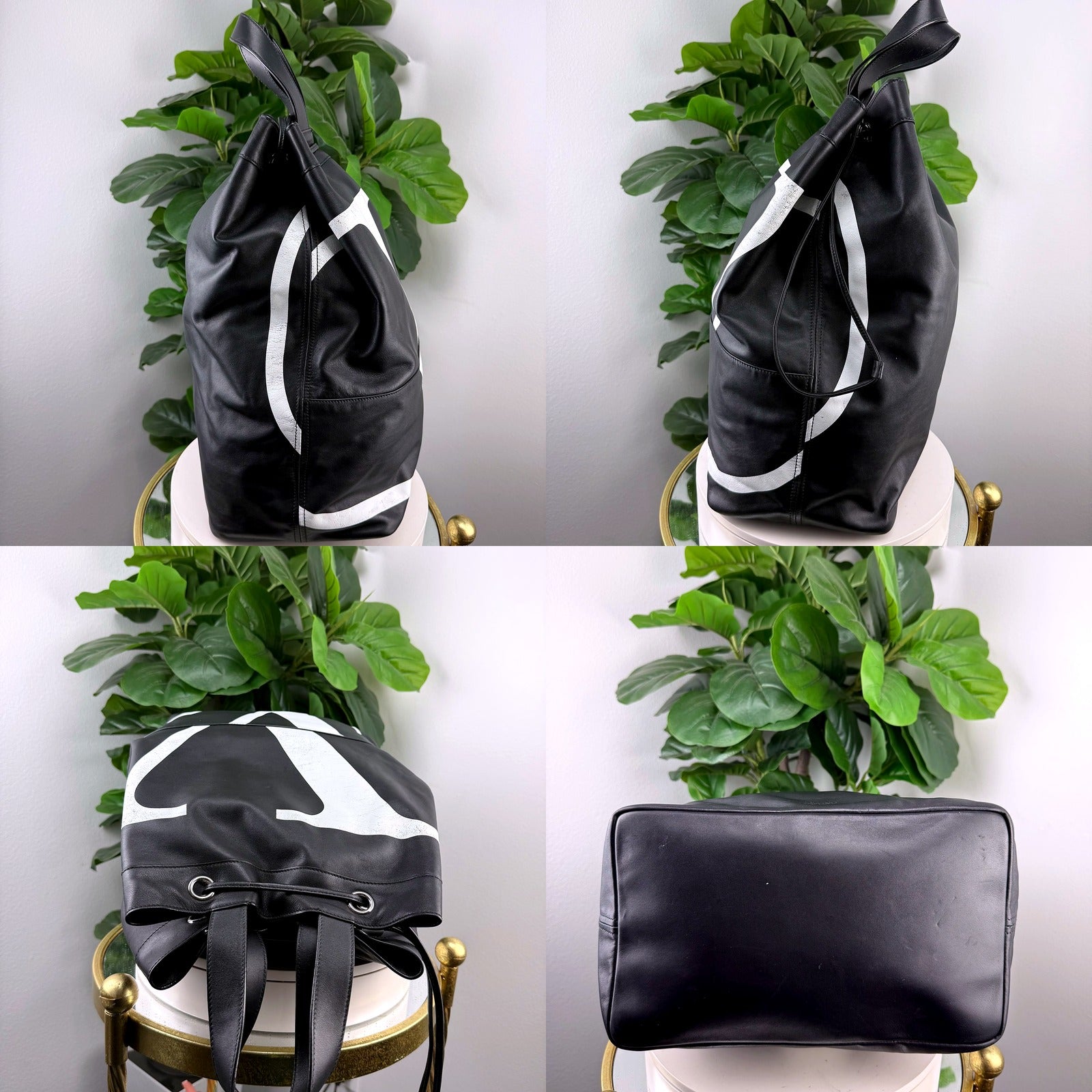Valentino Garavani VLTN bucket backpack straps and hardware detail