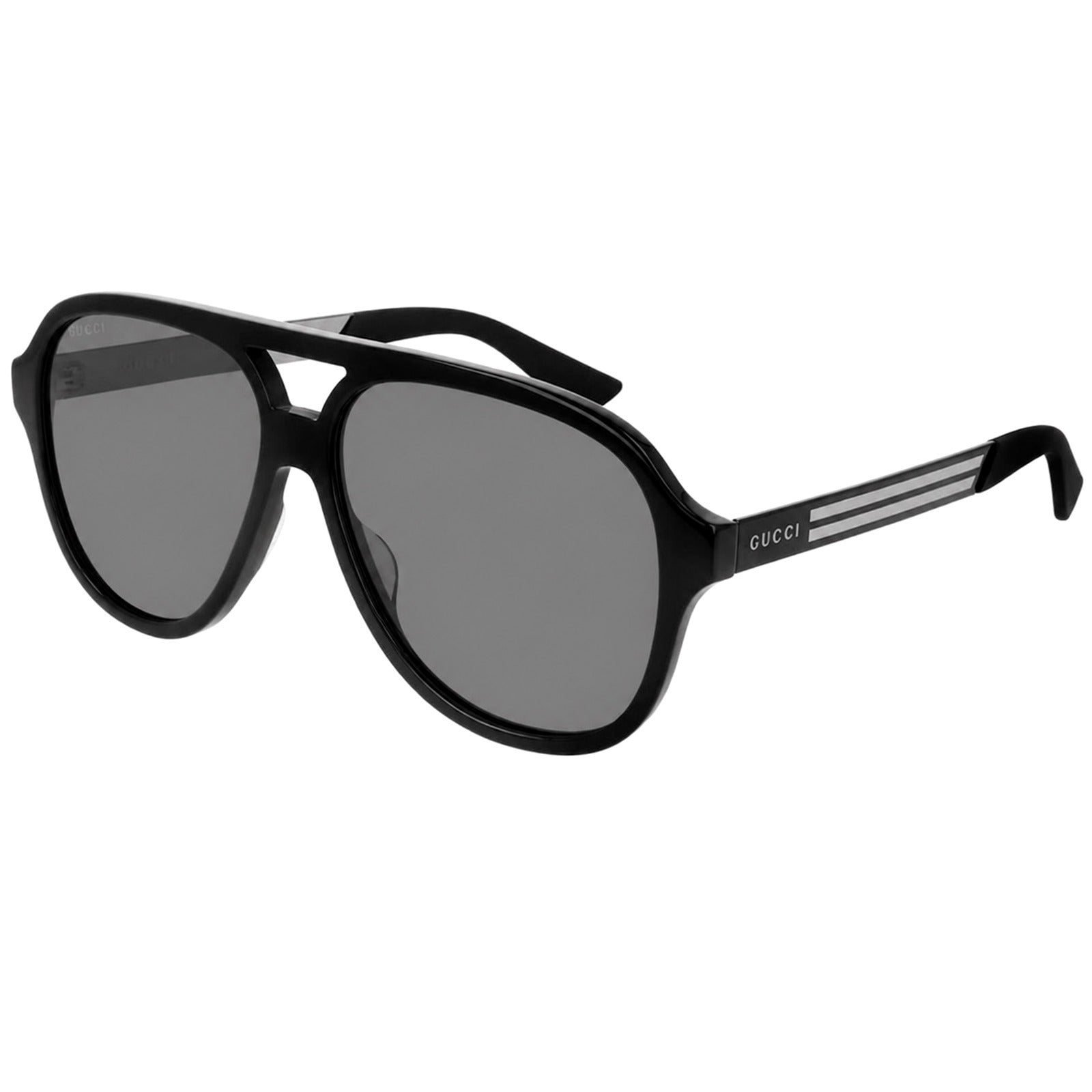 Authentic Gucci Black Aviator Sunglasses with Racing Stripe Detail