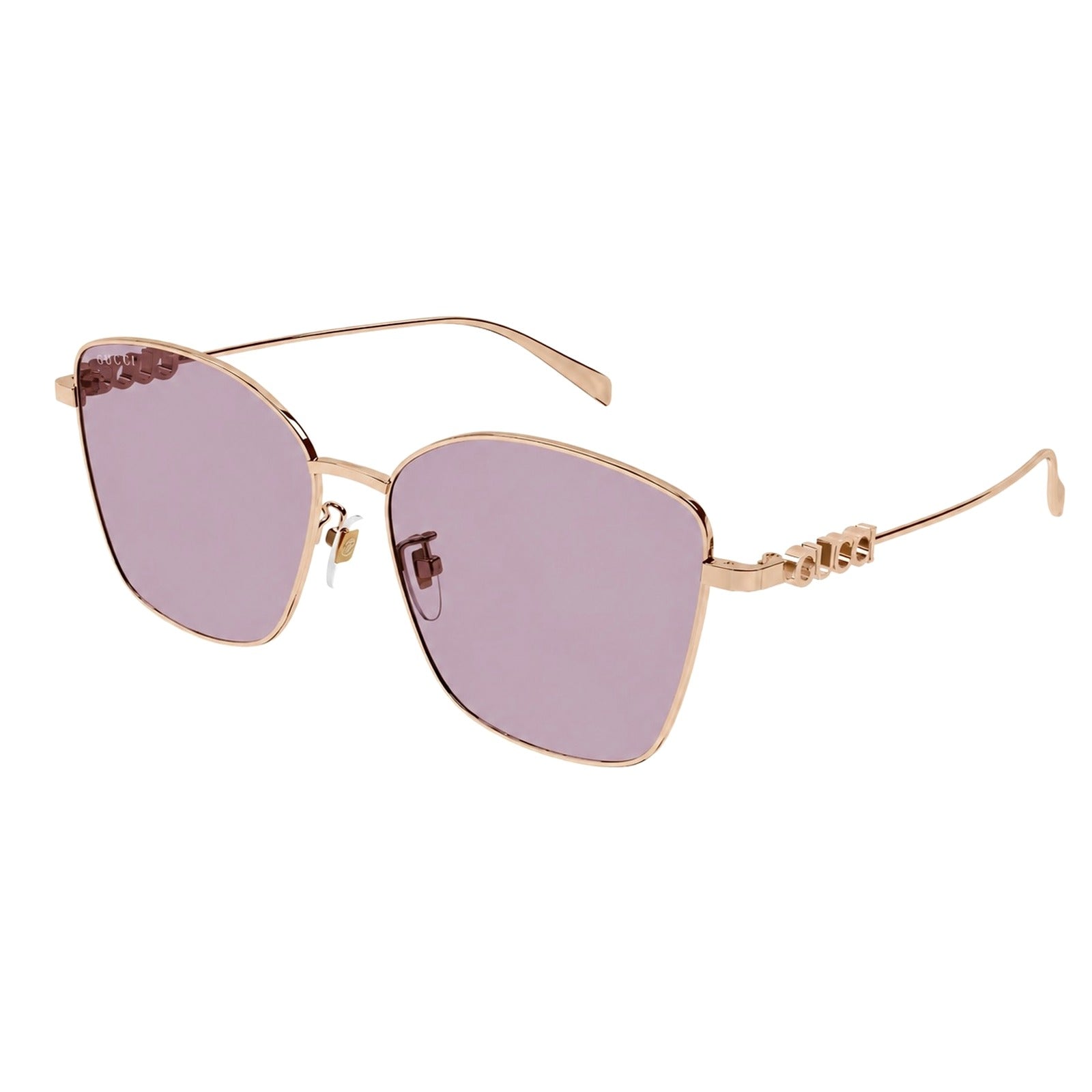 Authentic Gucci Rose Gold Cat-Eye Sunglasses with Logo Charm