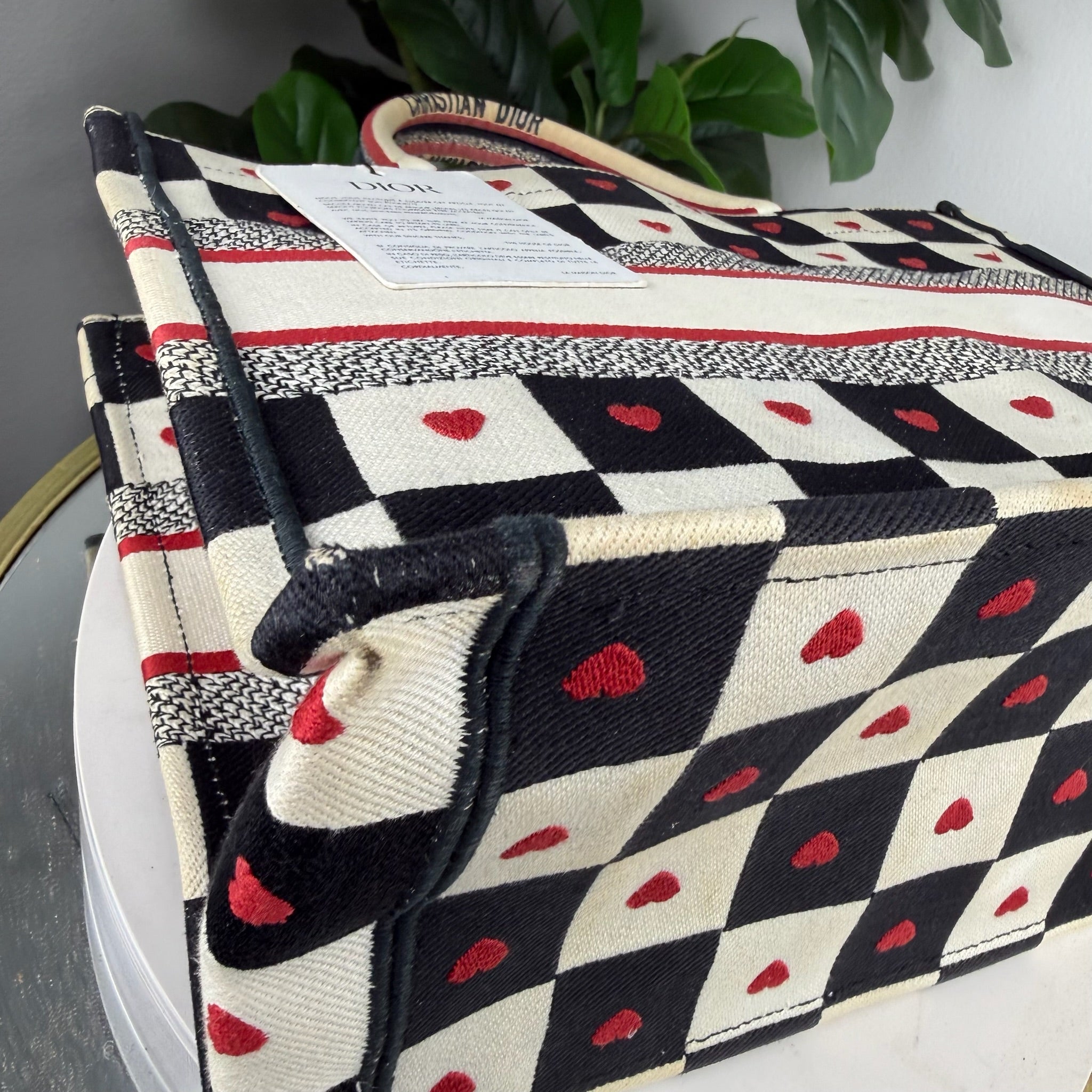 Christian Dior Book Tote Heart Print Canvas Bag