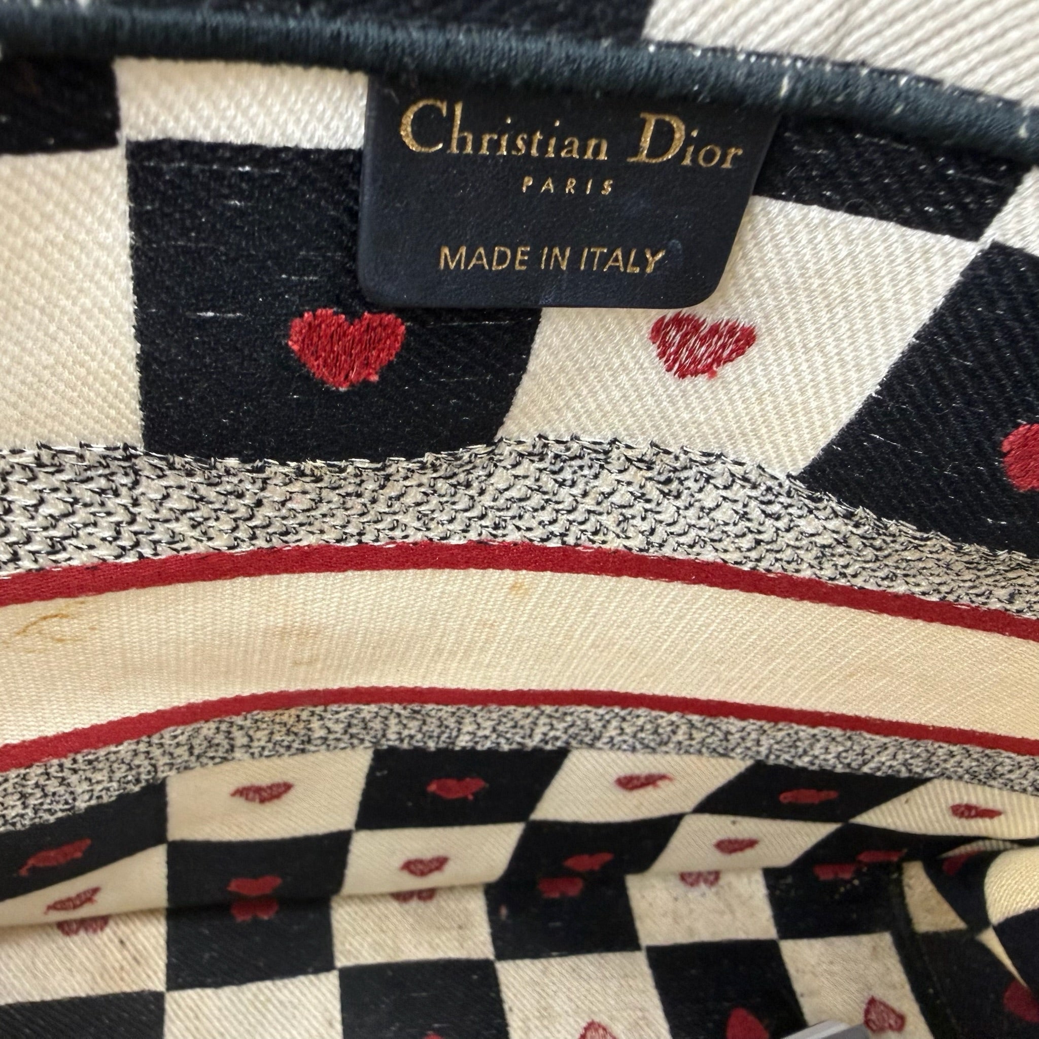 Christian Dior Book Tote Heart Print Canvas Bag