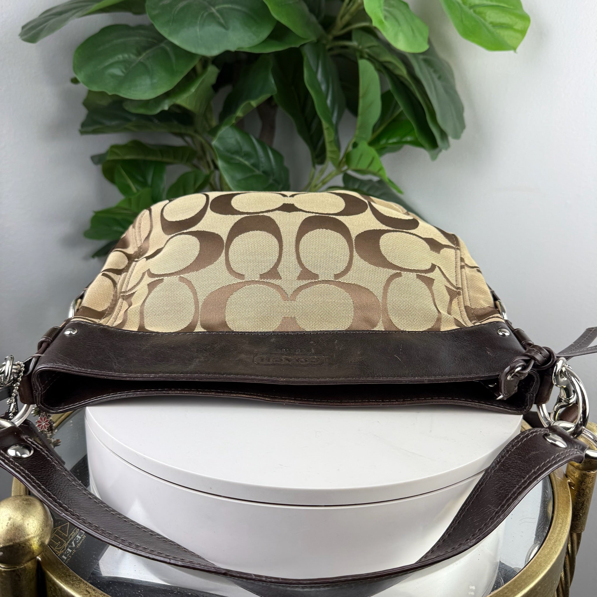 Coach Signature Canvas Hobo Crossbody Bag