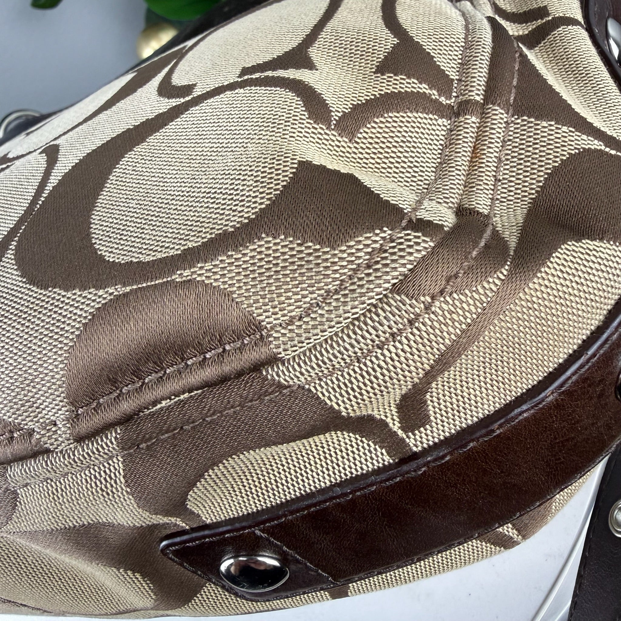 Coach Signature Canvas Hobo Crossbody Bag