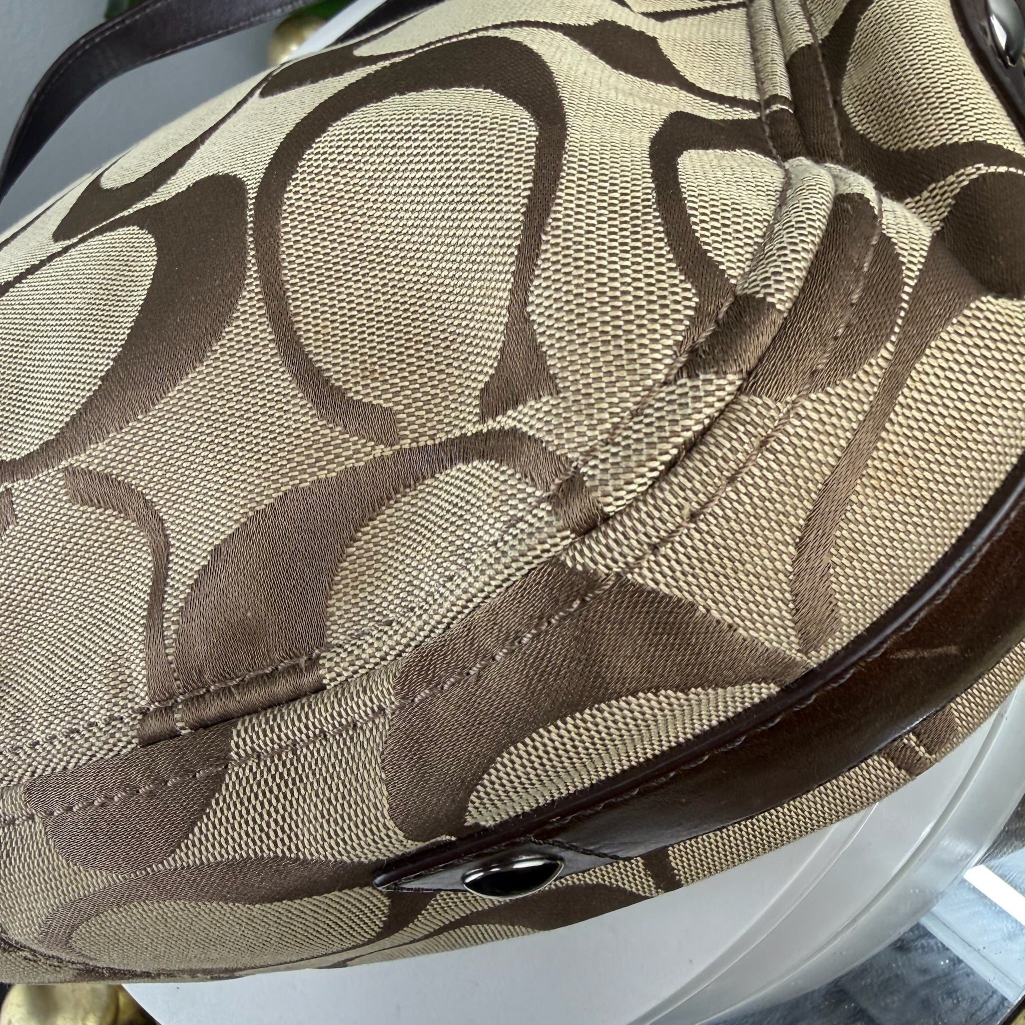 Coach Signature Canvas Hobo Crossbody Bag