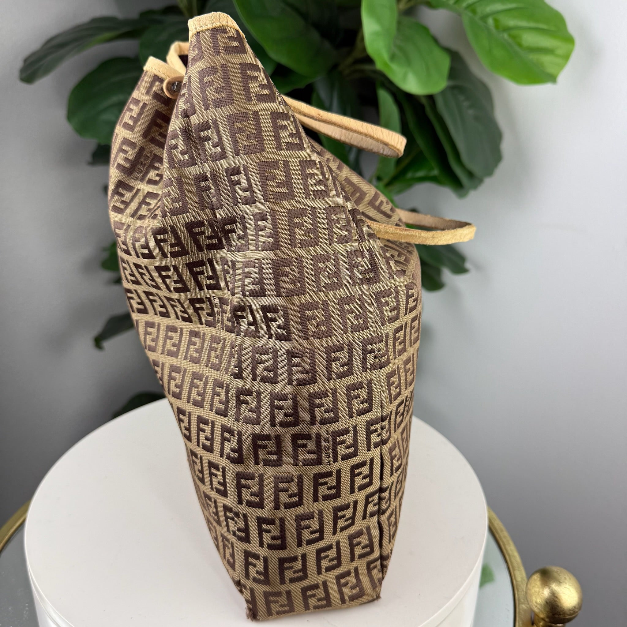 Authentic Fendi Zucchino Canvas Tall Tote Bag