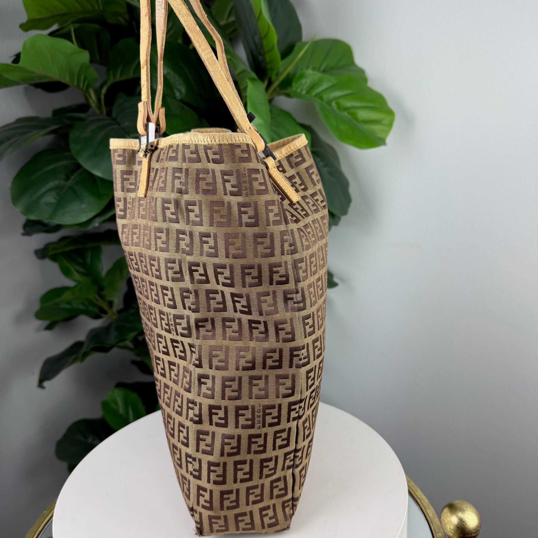 Authentic Fendi Zucchino Canvas Tall Tote Bag