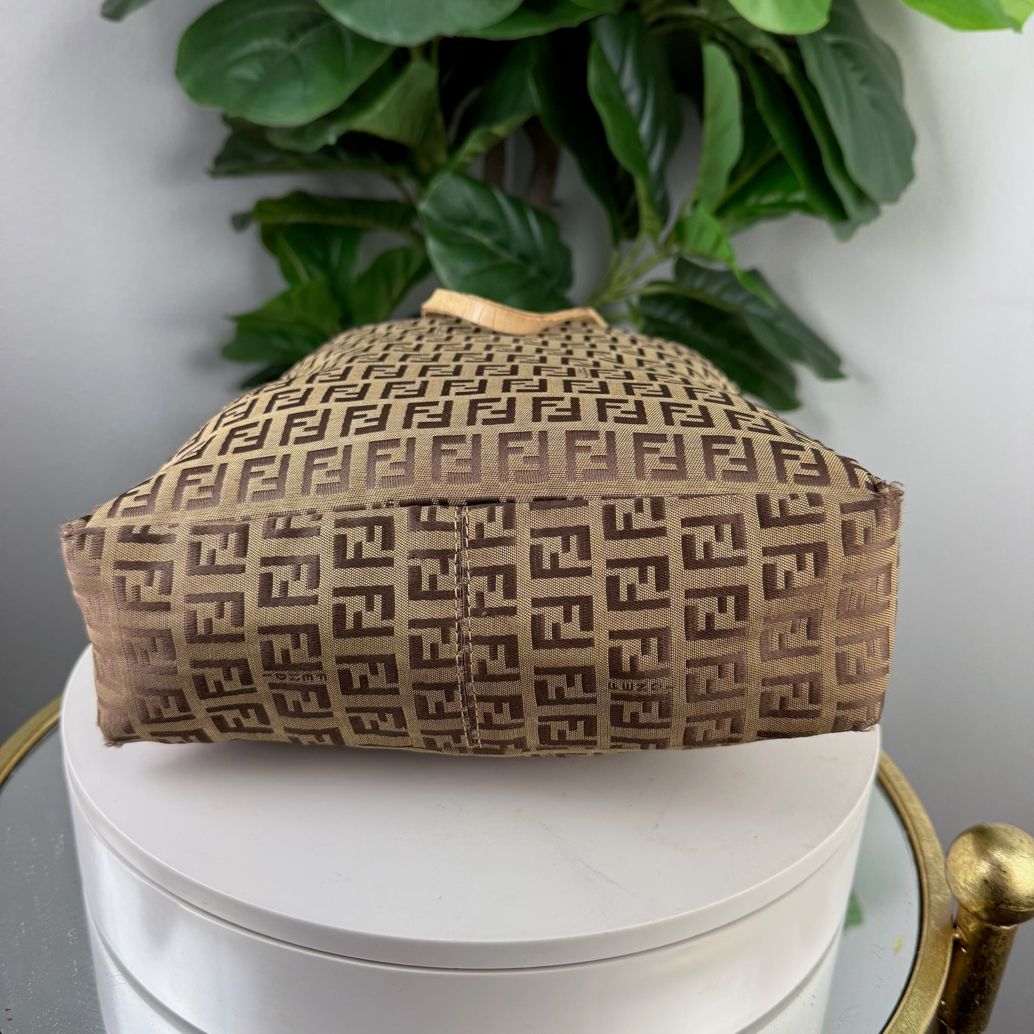 Authentic Fendi Zucchino Canvas Tall Tote Bag