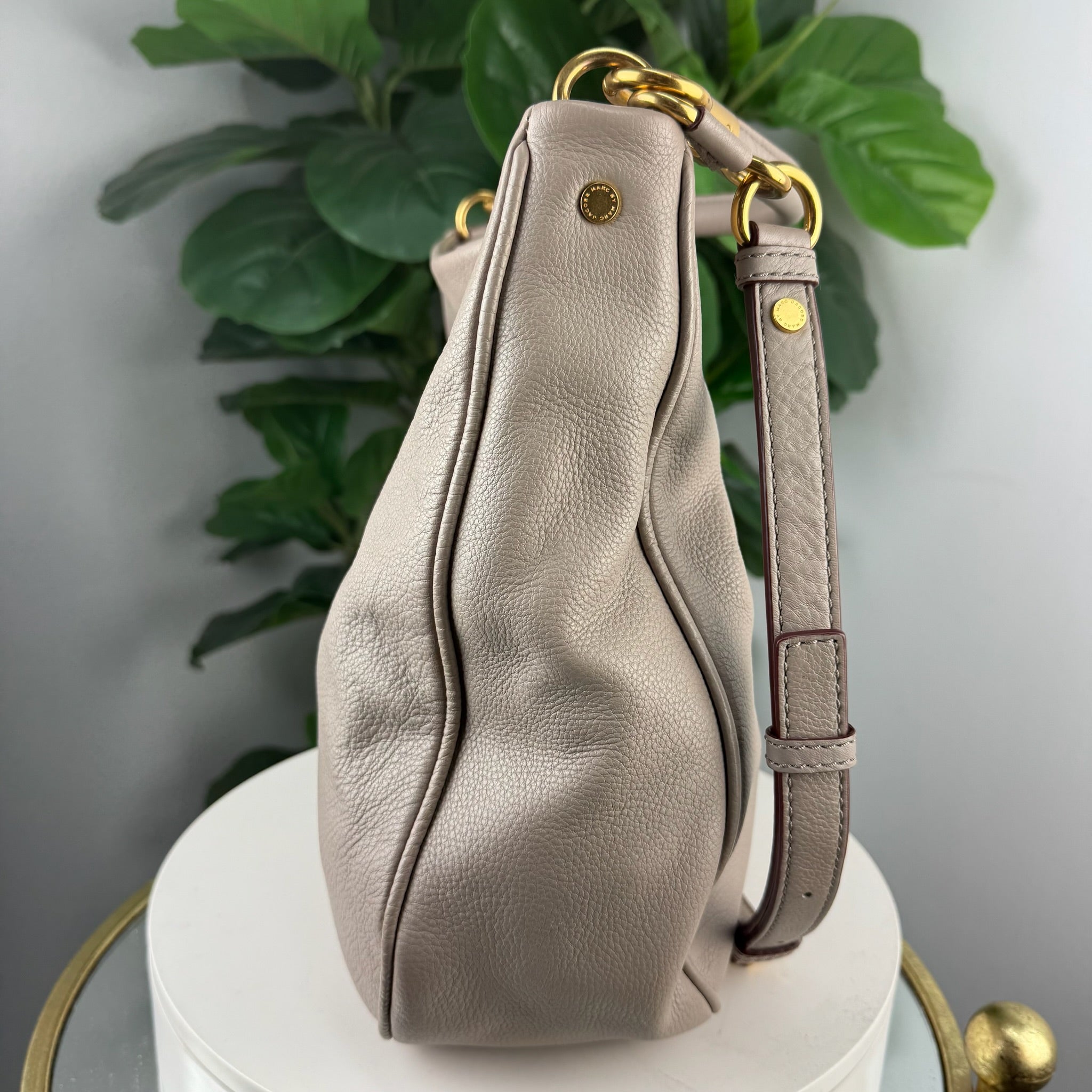 Marc by Marc Jacobs Pebbled Leather Hobo Bag - Taupe