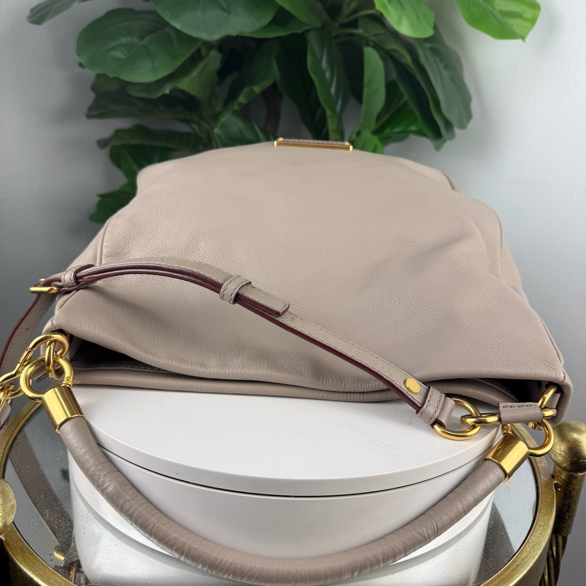 Marc by Marc Jacobs Pebbled Leather Hobo Bag - Taupe