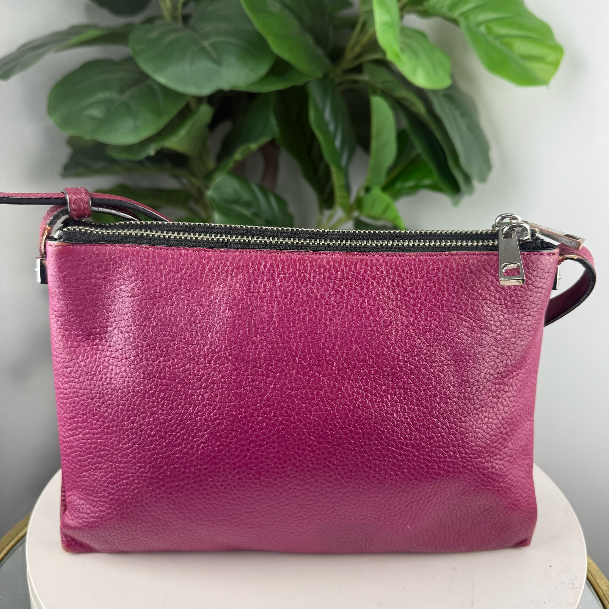 Marc Jacobs Pebbled Leather Double Zip Crossbody Bag - Magenta