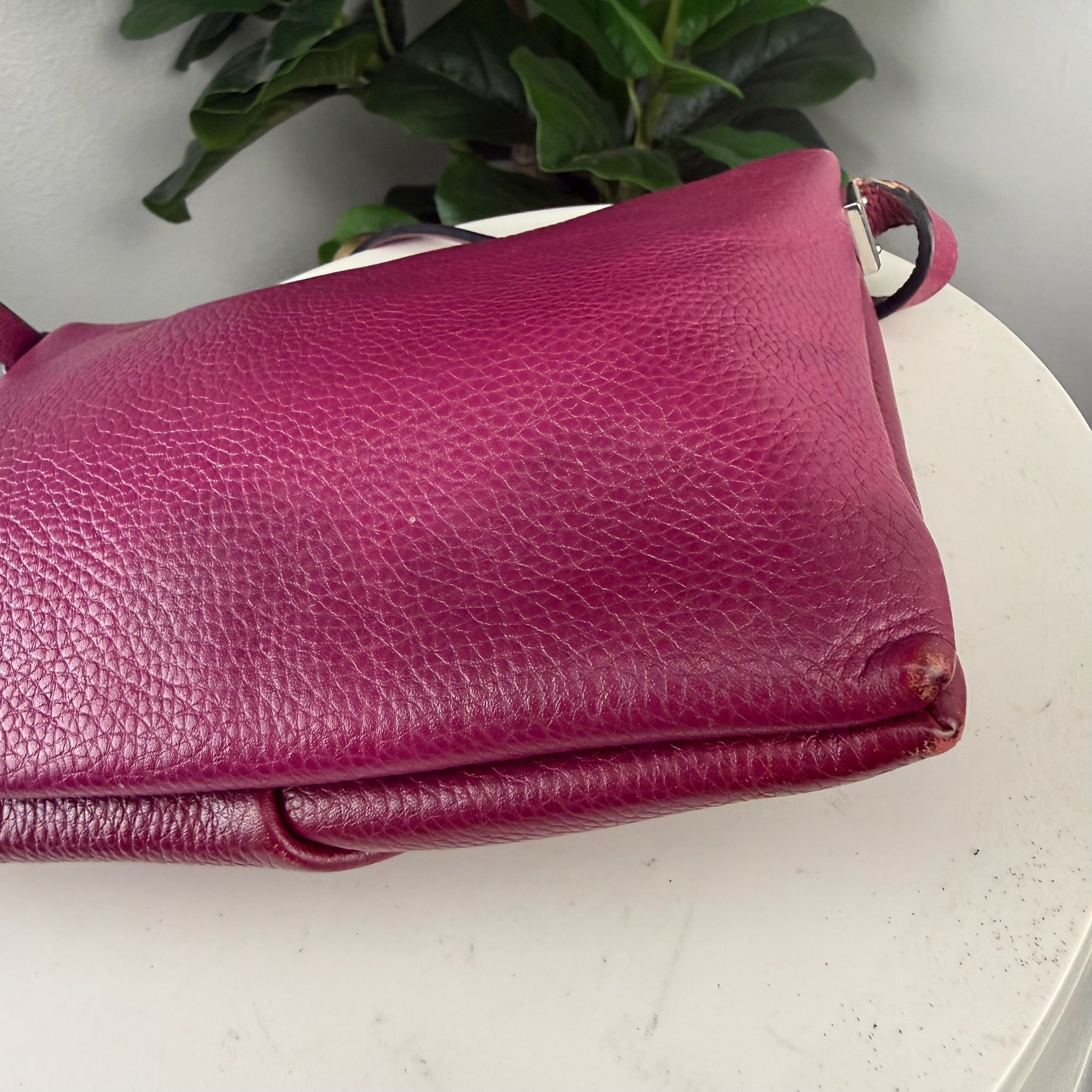 Marc Jacobs Pebbled Leather Double Zip Crossbody Bag - Magenta