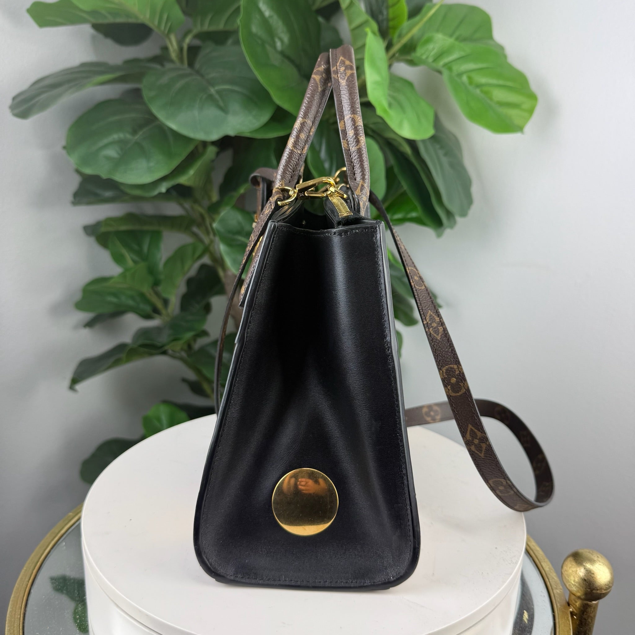 Louis Vuitton x NIGO LV² Black and White Leather Tote with Gold Medallions