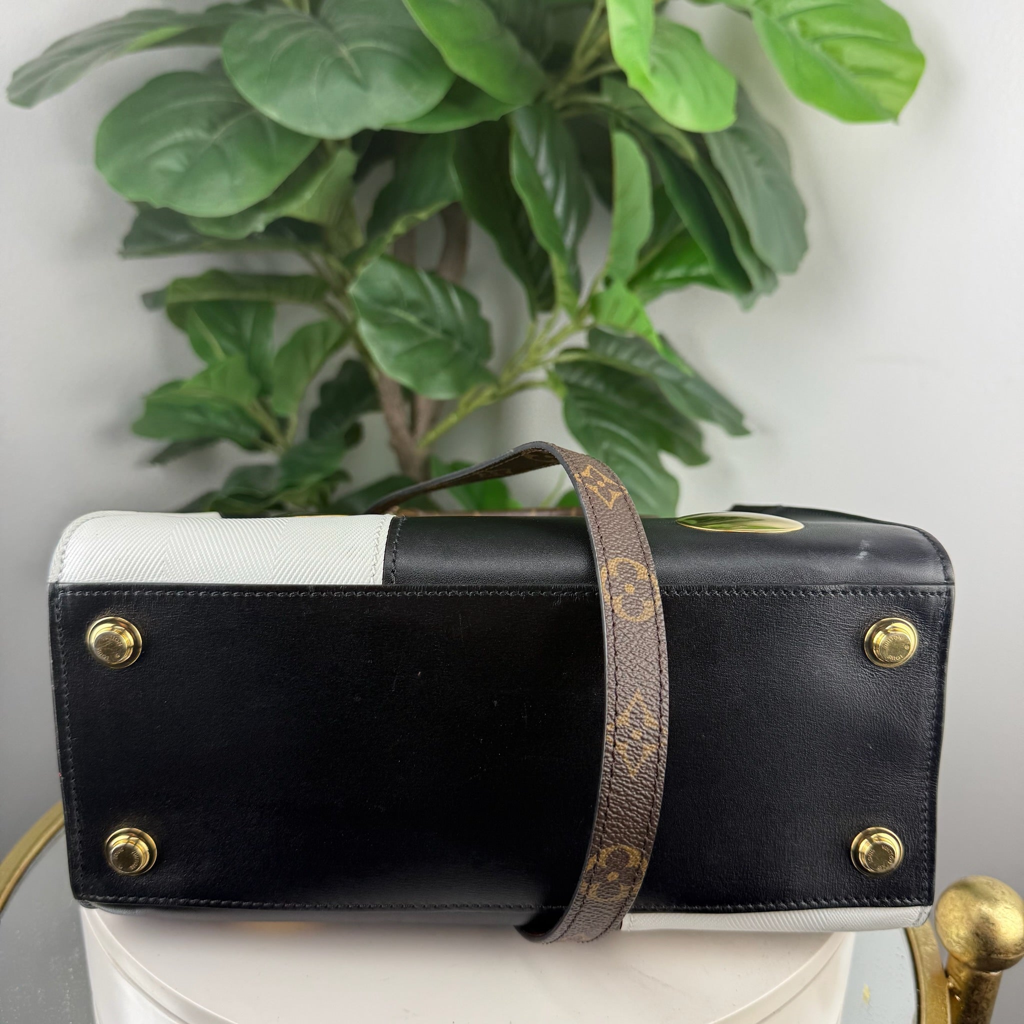 Louis Vuitton x NIGO LV² Black and White Leather Tote with Gold Medallions