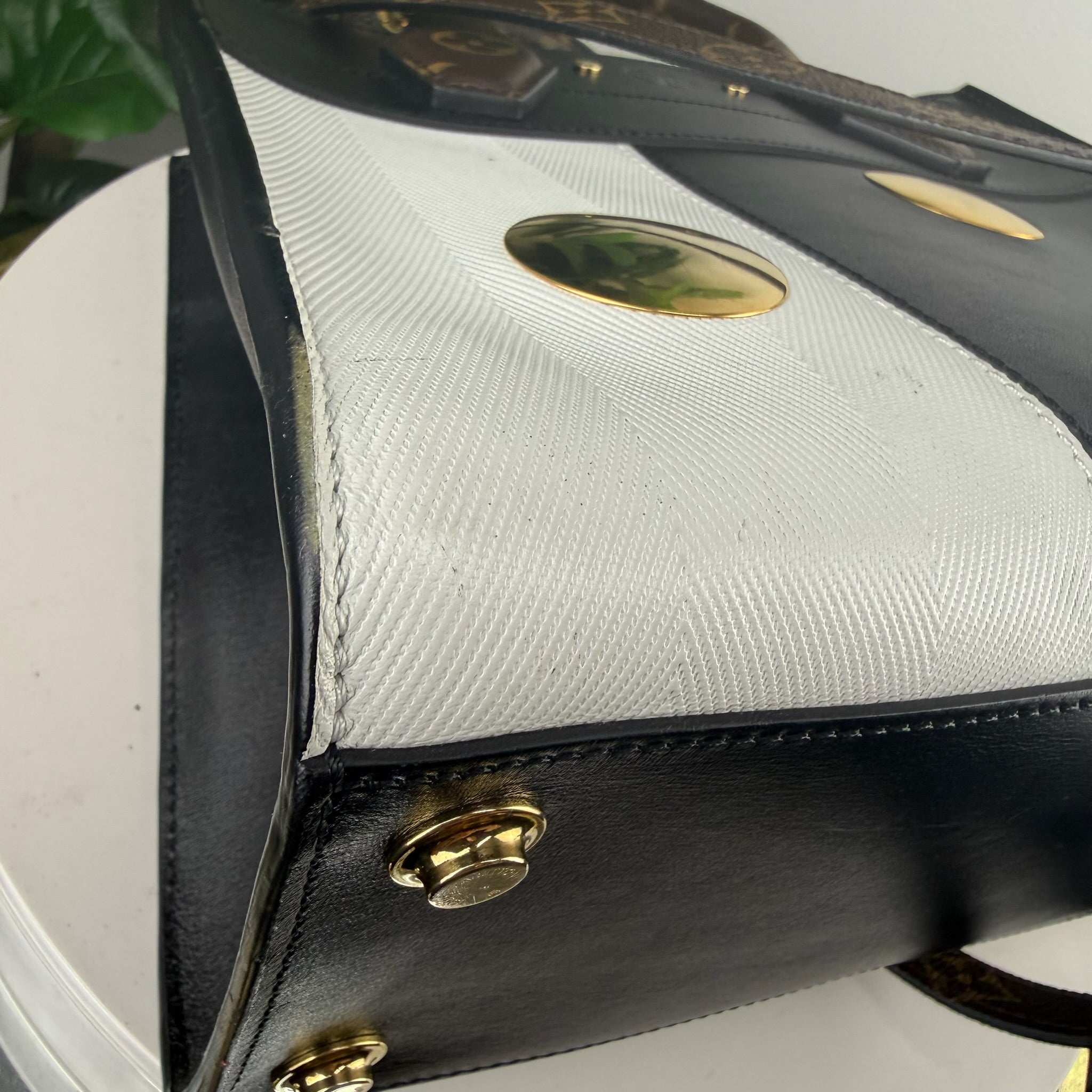 Louis Vuitton x NIGO LV² Black and White Leather Tote with Gold Medallions