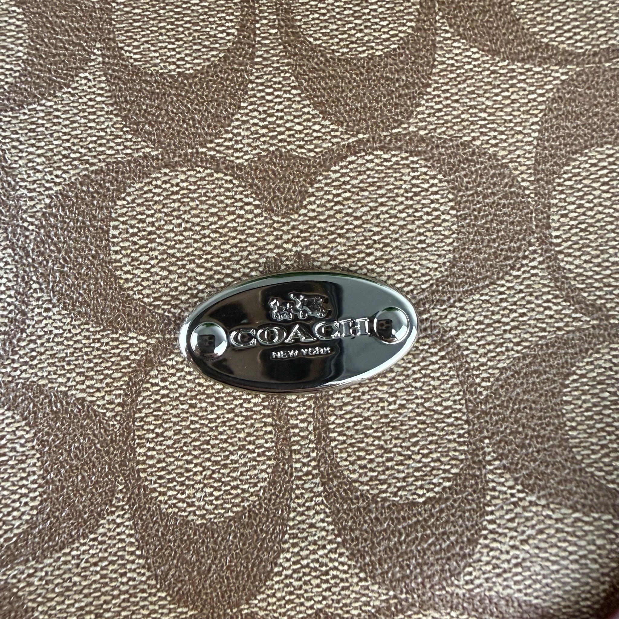 Authentic Coach Signature Canvas Hobo Bag - Khaki/Pink
