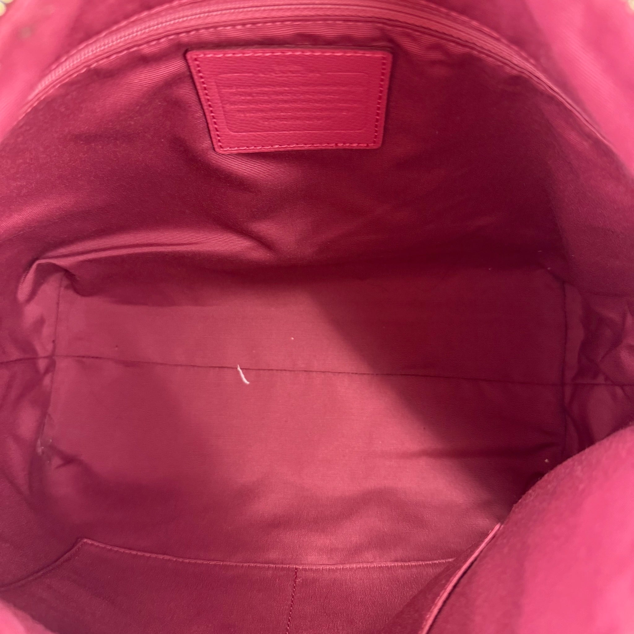 Authentic Coach Signature Canvas Hobo Bag - Khaki/Pink