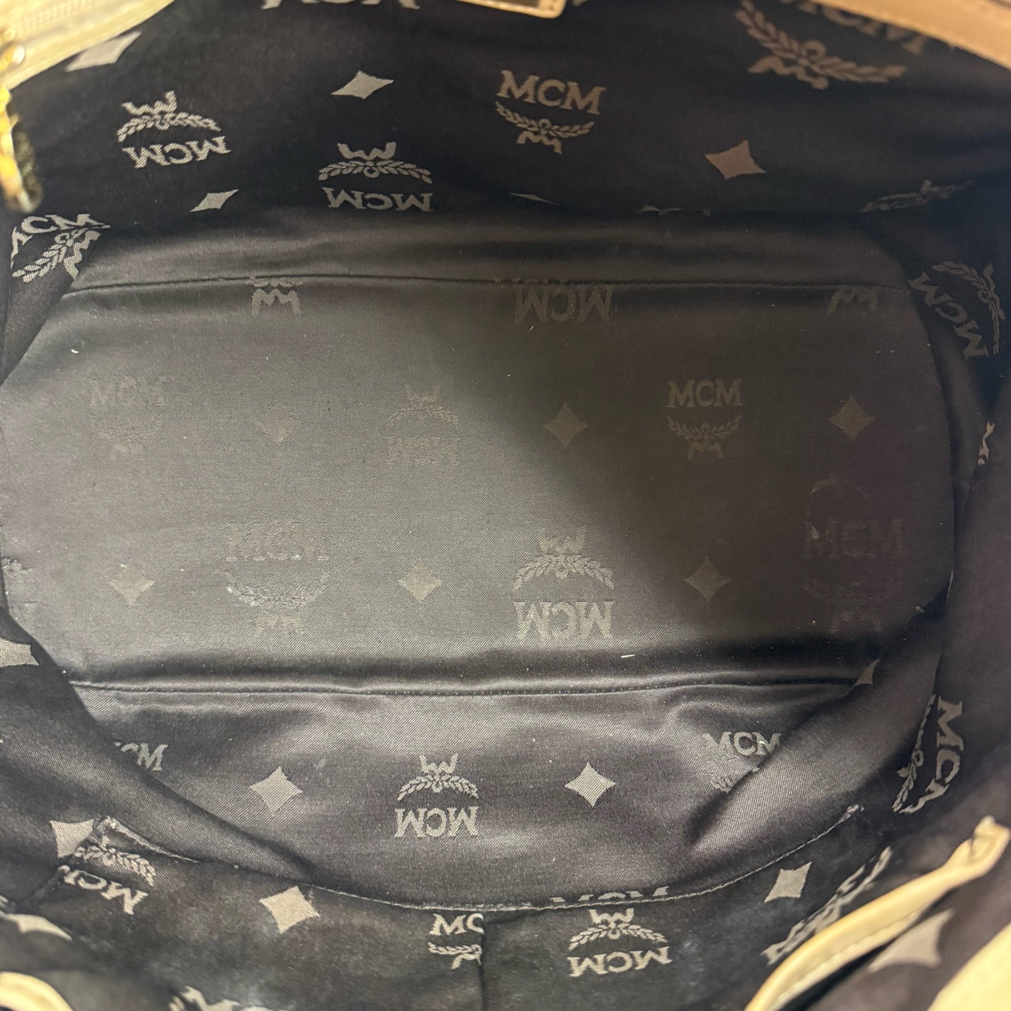 Authentic MCM Visetos Cognac Bucket Tote