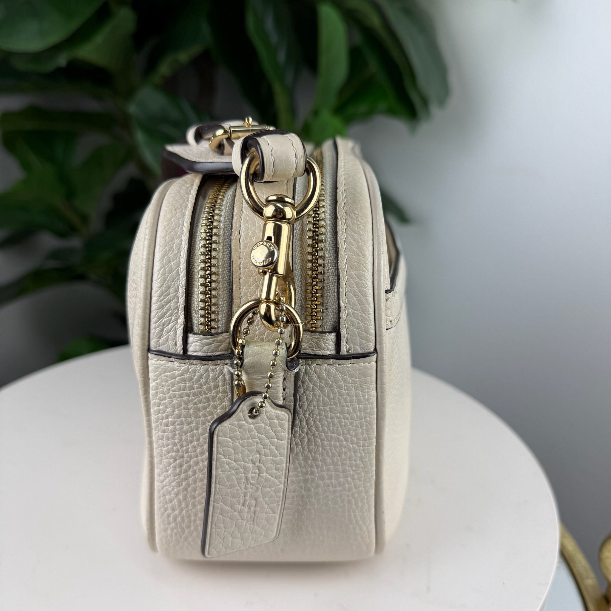 Authentic Coach Horse and Carriage Leather Camera Bag - Cream