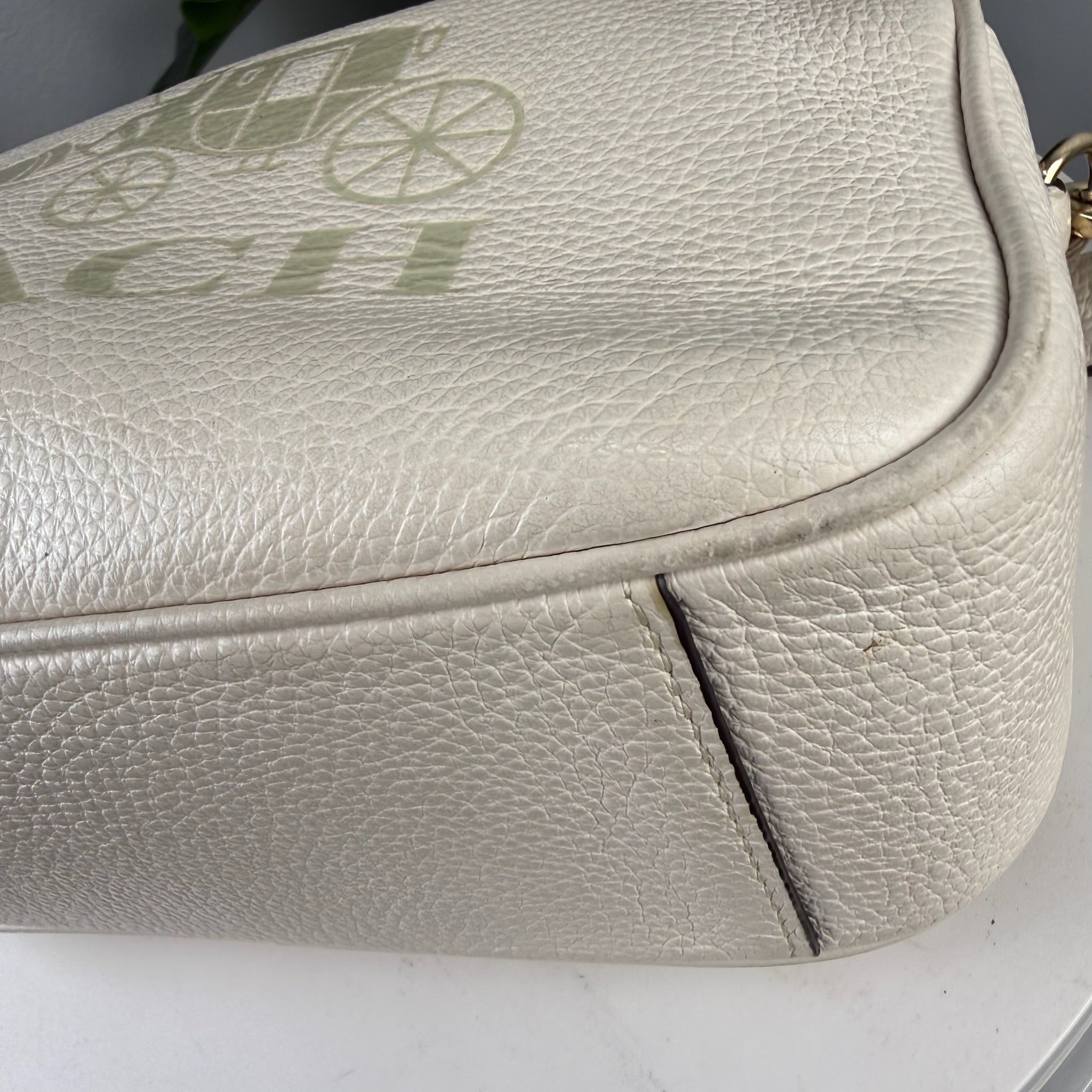 Authentic Coach Horse and Carriage Leather Camera Bag - Cream