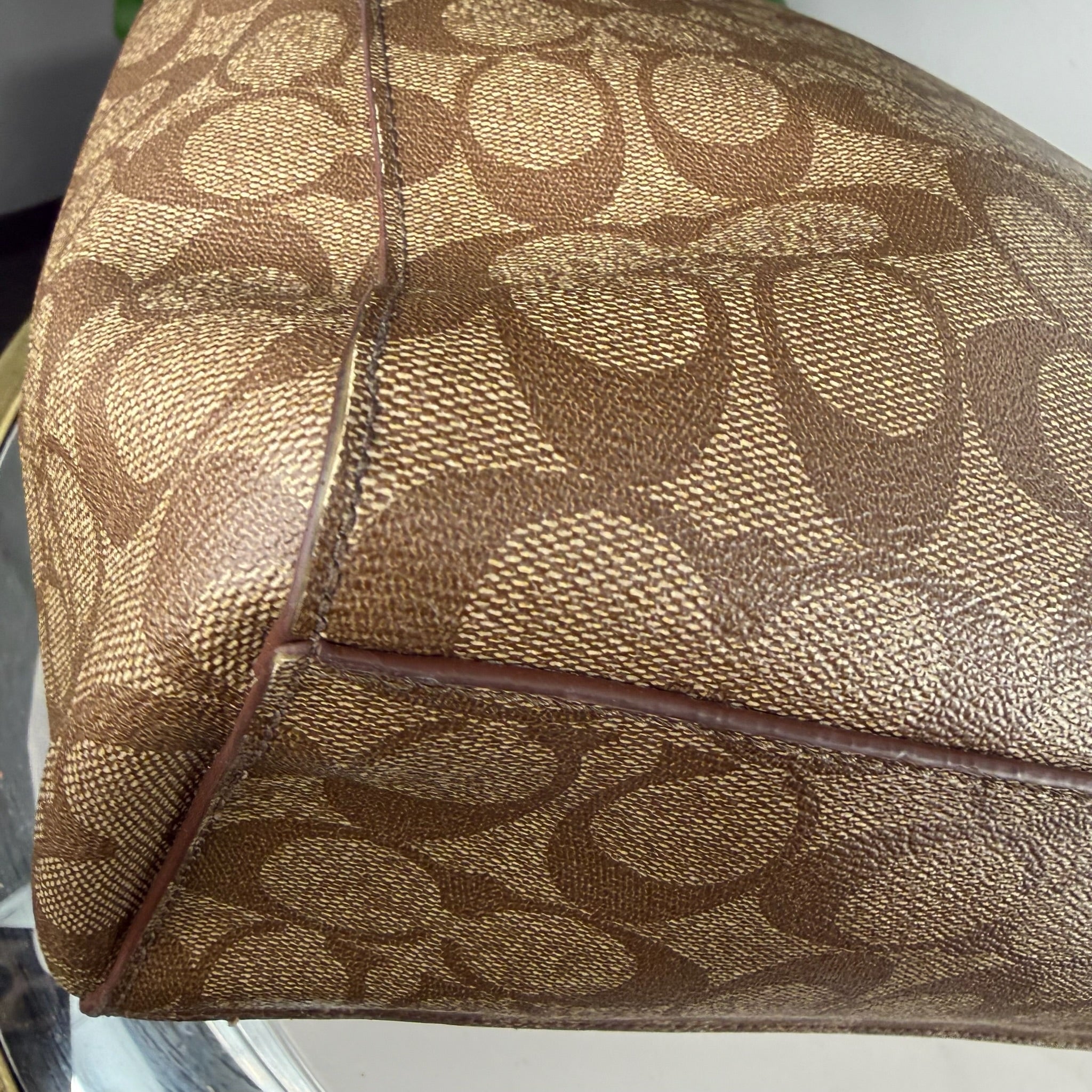 Authentic Coach Signature Jacquard Hobo Bag - Mahogany Trim