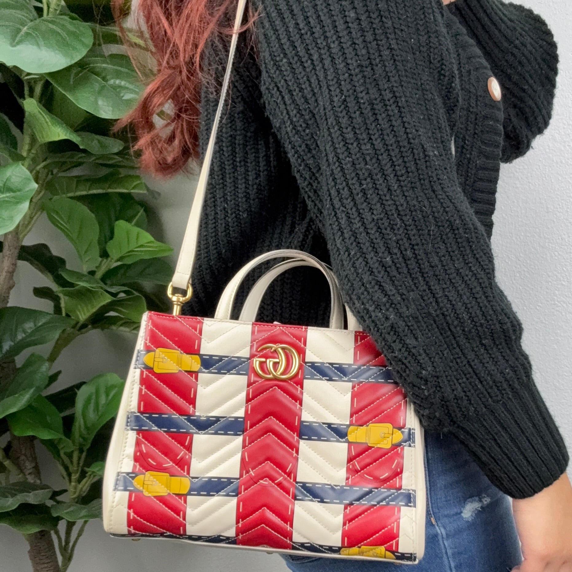 Authentic Gucci GG Marmont Matelasse Small Trompe L'Oeil Handle Bag - Certificate of Authenticity Included