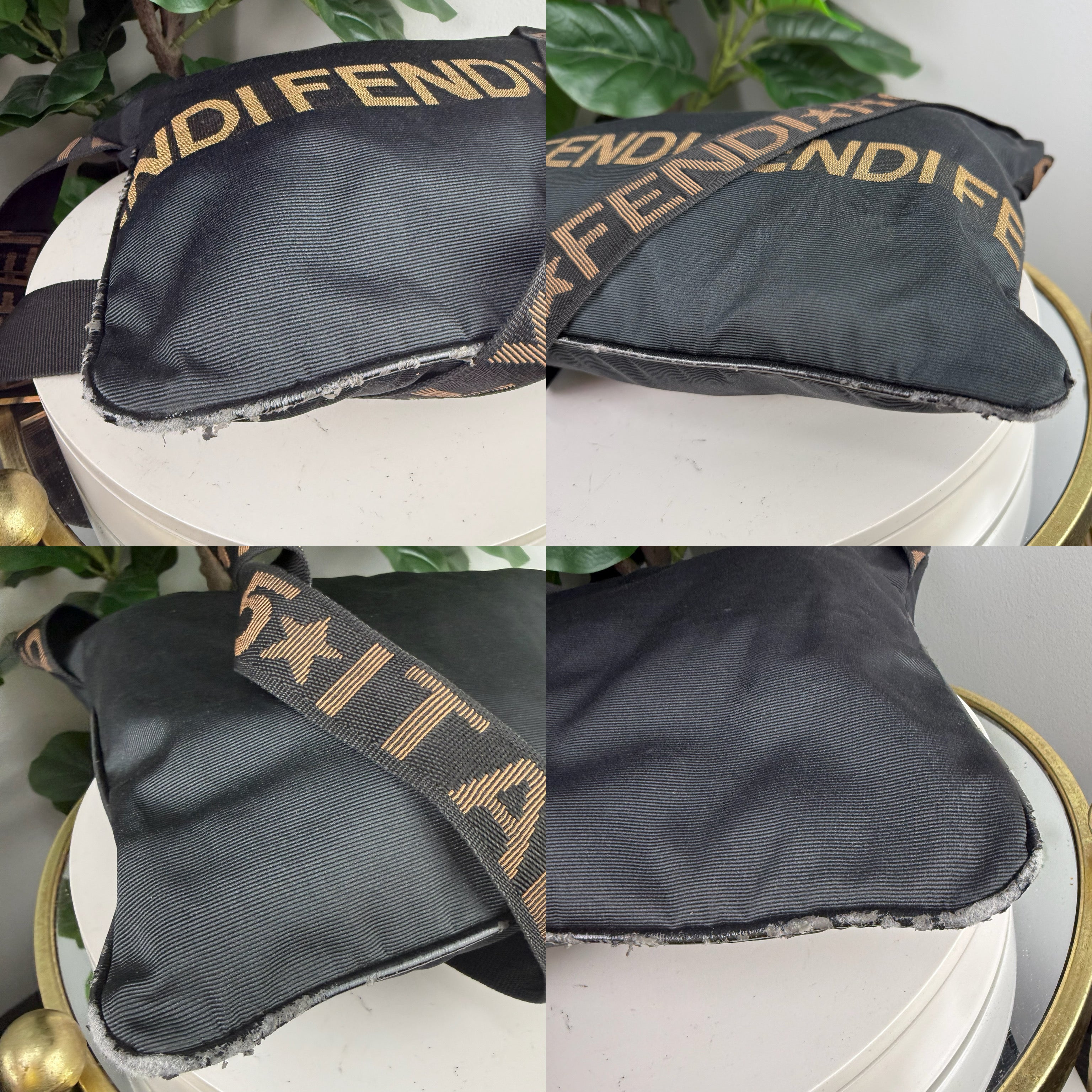 Authentic Fendi Crossbody Leather with huge logo on strap - Certificate of Authenticity included