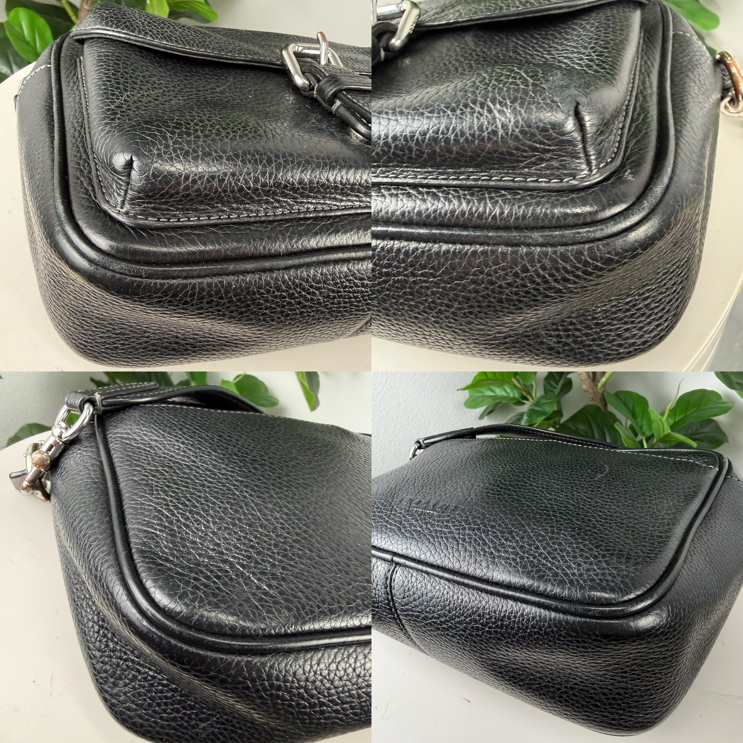 Authentic Coach Black Pebbled Leather Crossbody Camera Bag