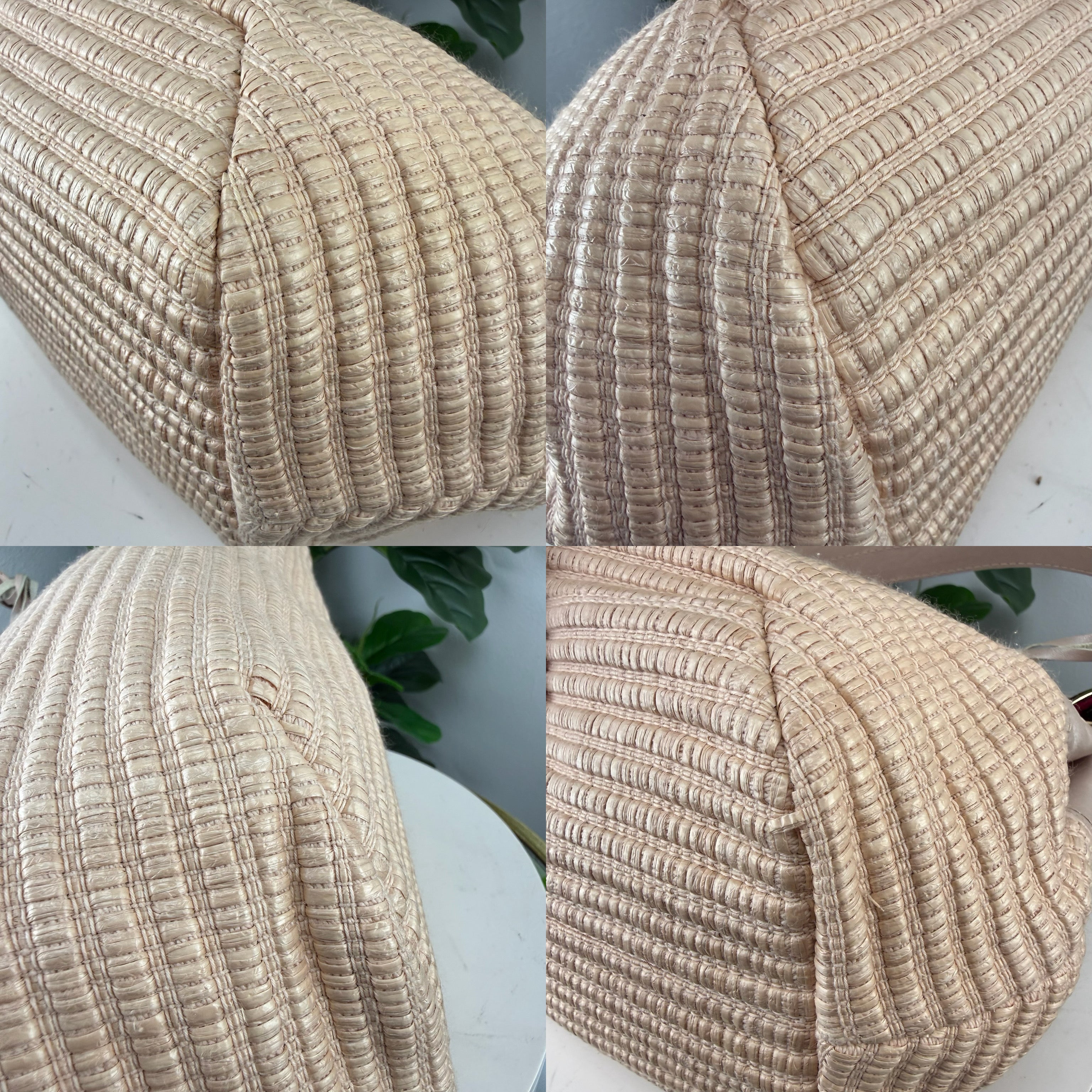 Authentic Furla Woven Raffia & Leather Drawstring Shoulder Bag - Certificate of Authenticity Included