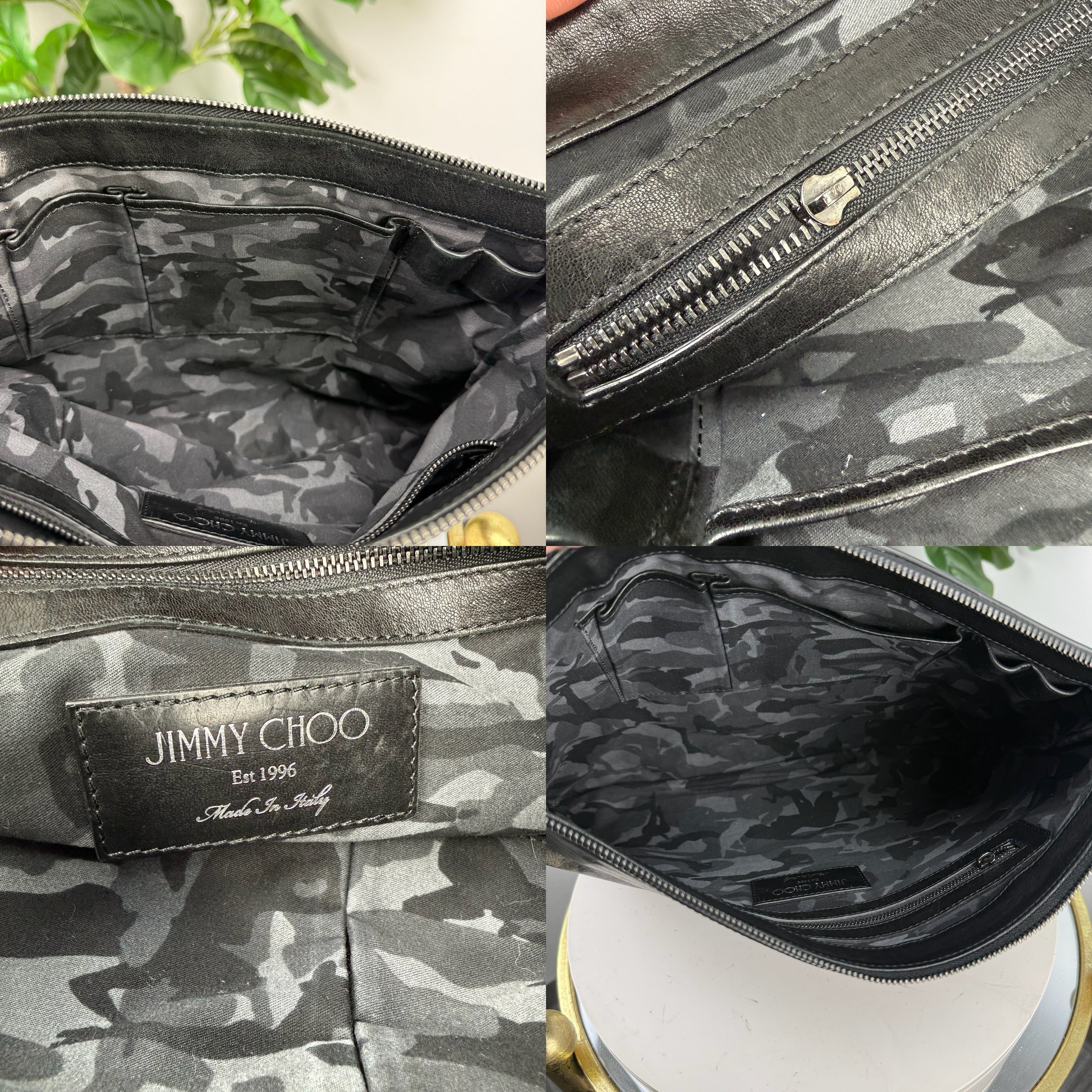 Authentic Jimmy Choo Silver-tone Stud Clutch Bag - Certificate of Authenticity included