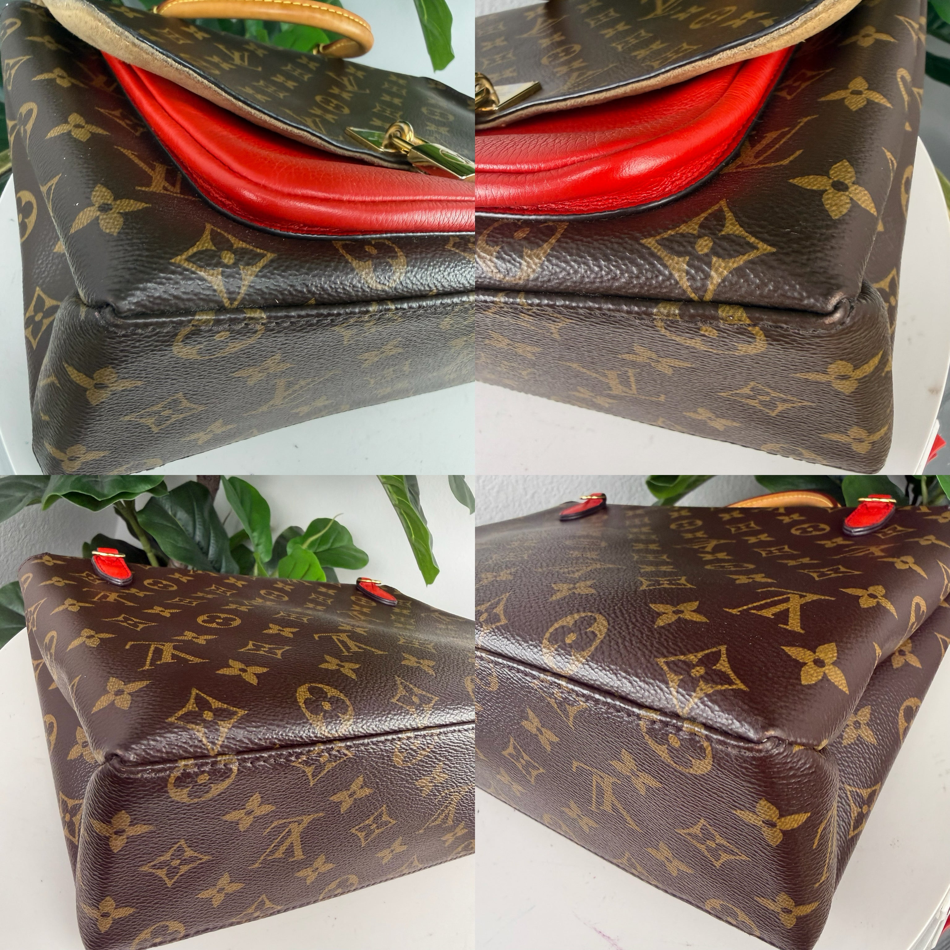 Authentic Louis Vuitton Monogram Canvas Handbag Red