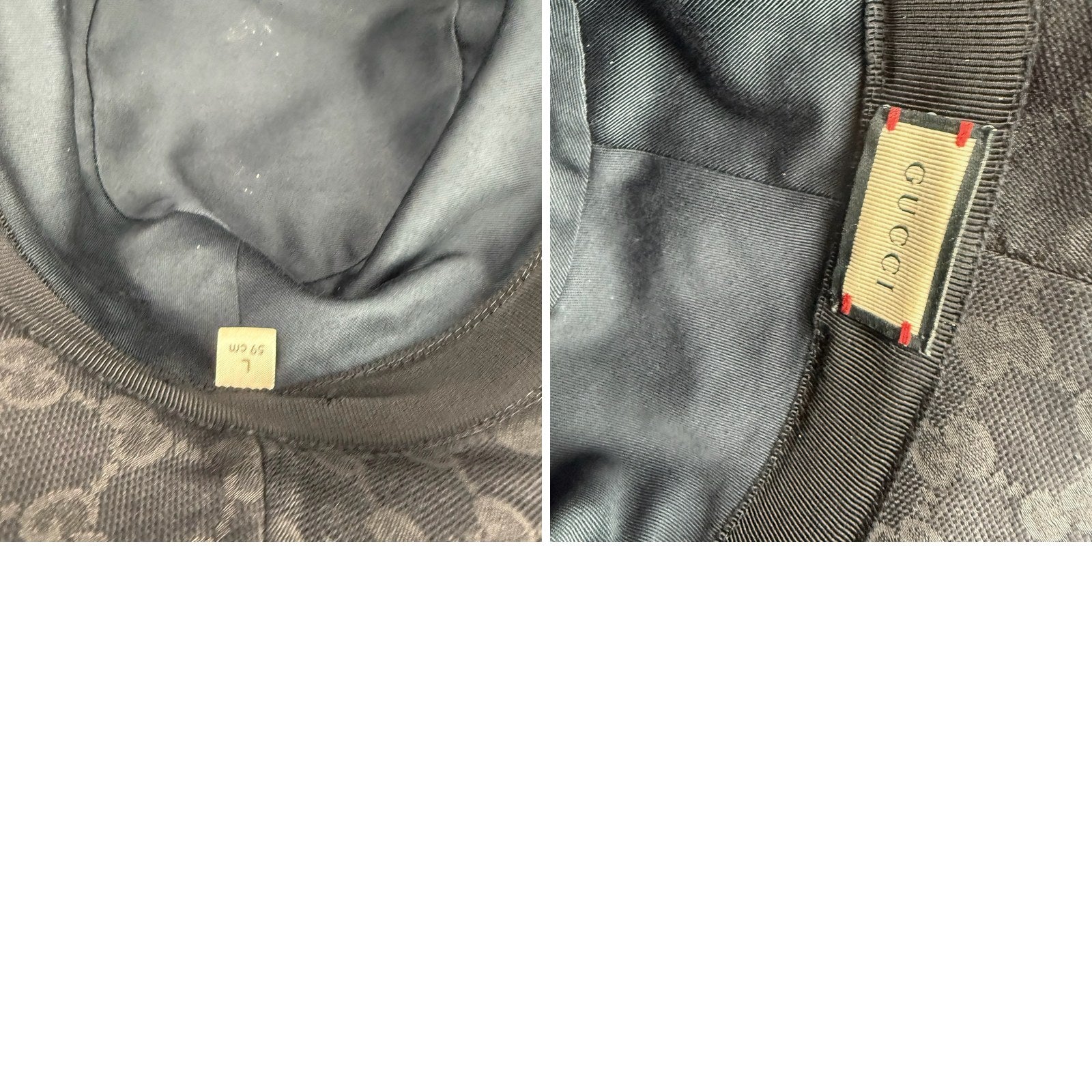 Interior - size tag L 59cm and Gucci label