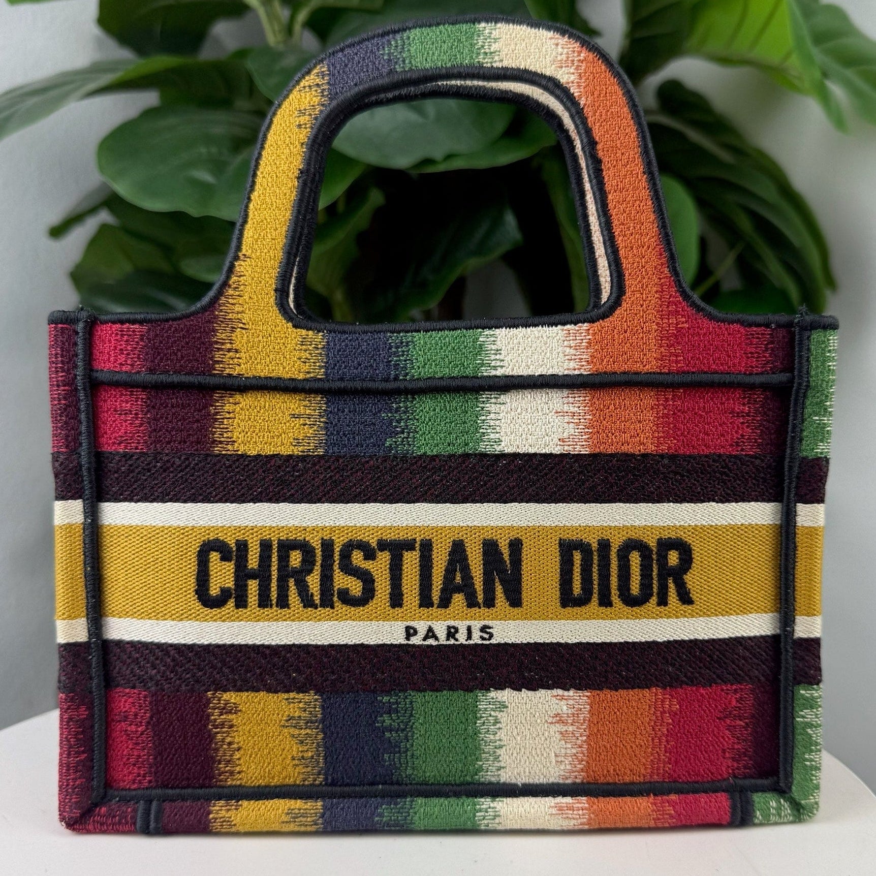 Authentic Christian Dior Mini D-Stripes Book Tote Bag