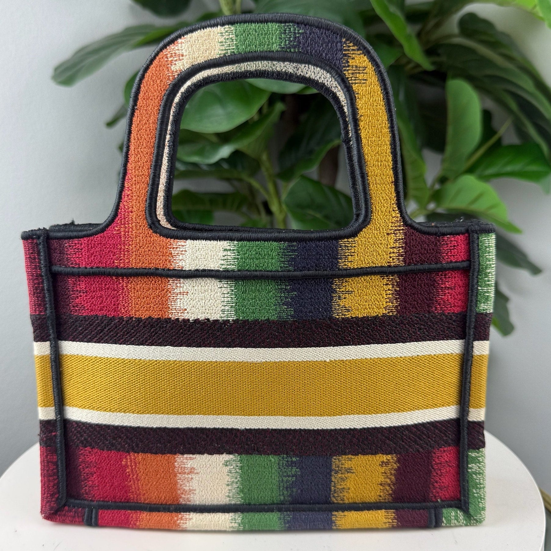 Authentic Christian Dior Mini D-Stripes Book Tote Bag