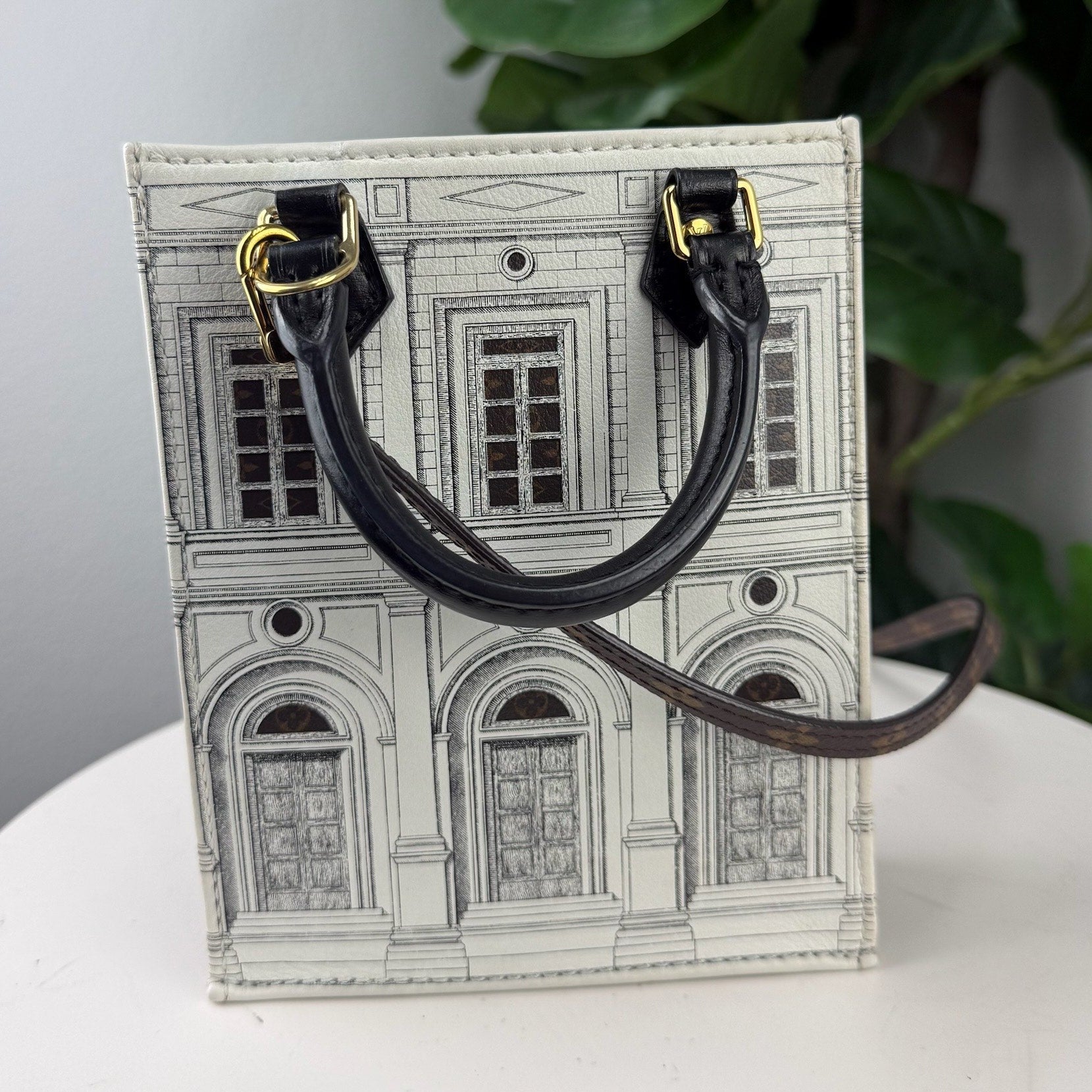 Authentic Louis Vuitton x Fornasetti Petit Sac Plat 2-Way Crossbody Bag